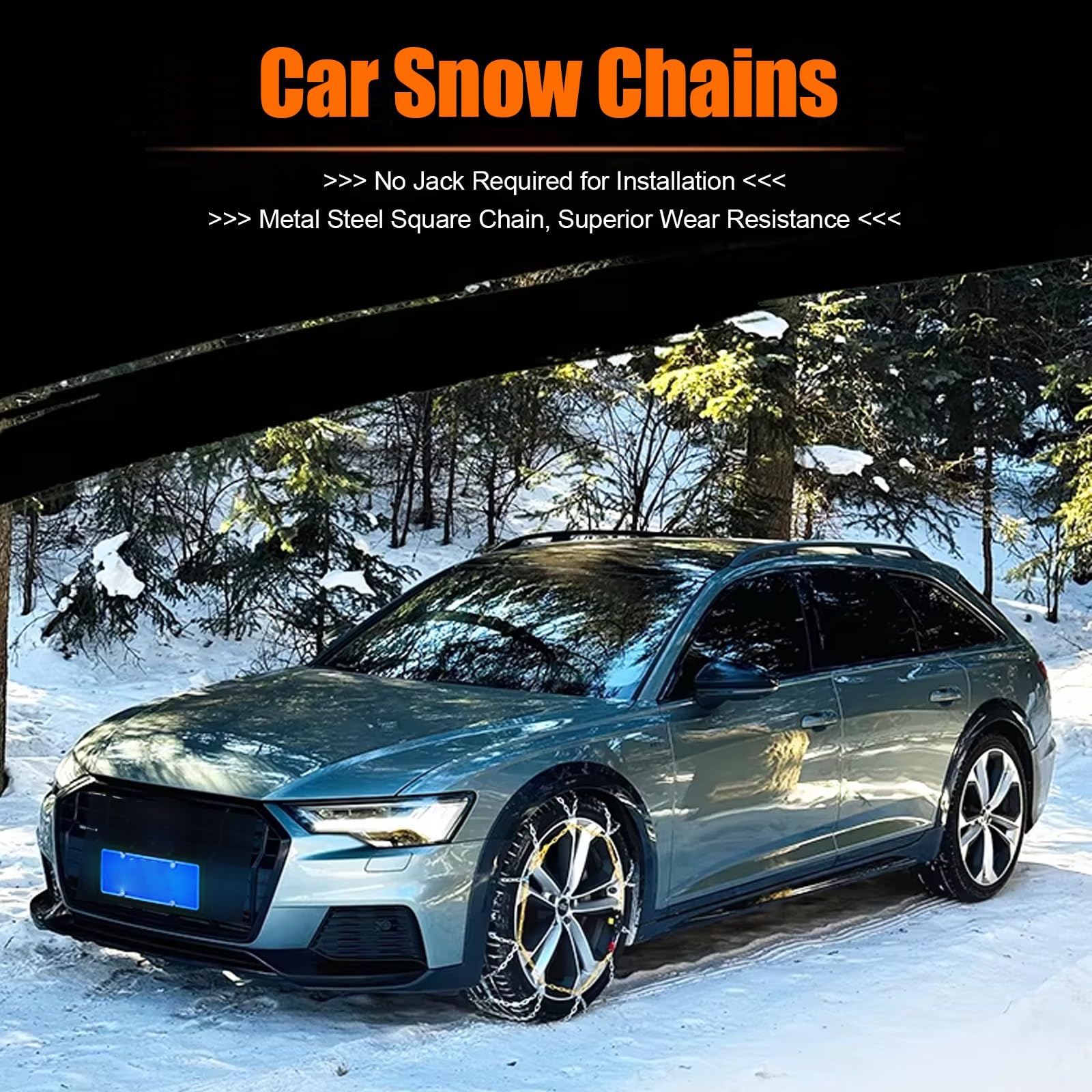 Cadenas Coche Nieve, Cadena de nieve metálicas, Cadenas de Nieve Tensión Automática, Especiales for todoterrenos, autocaravanas y vehículos utilitarios(255/45 R19)
