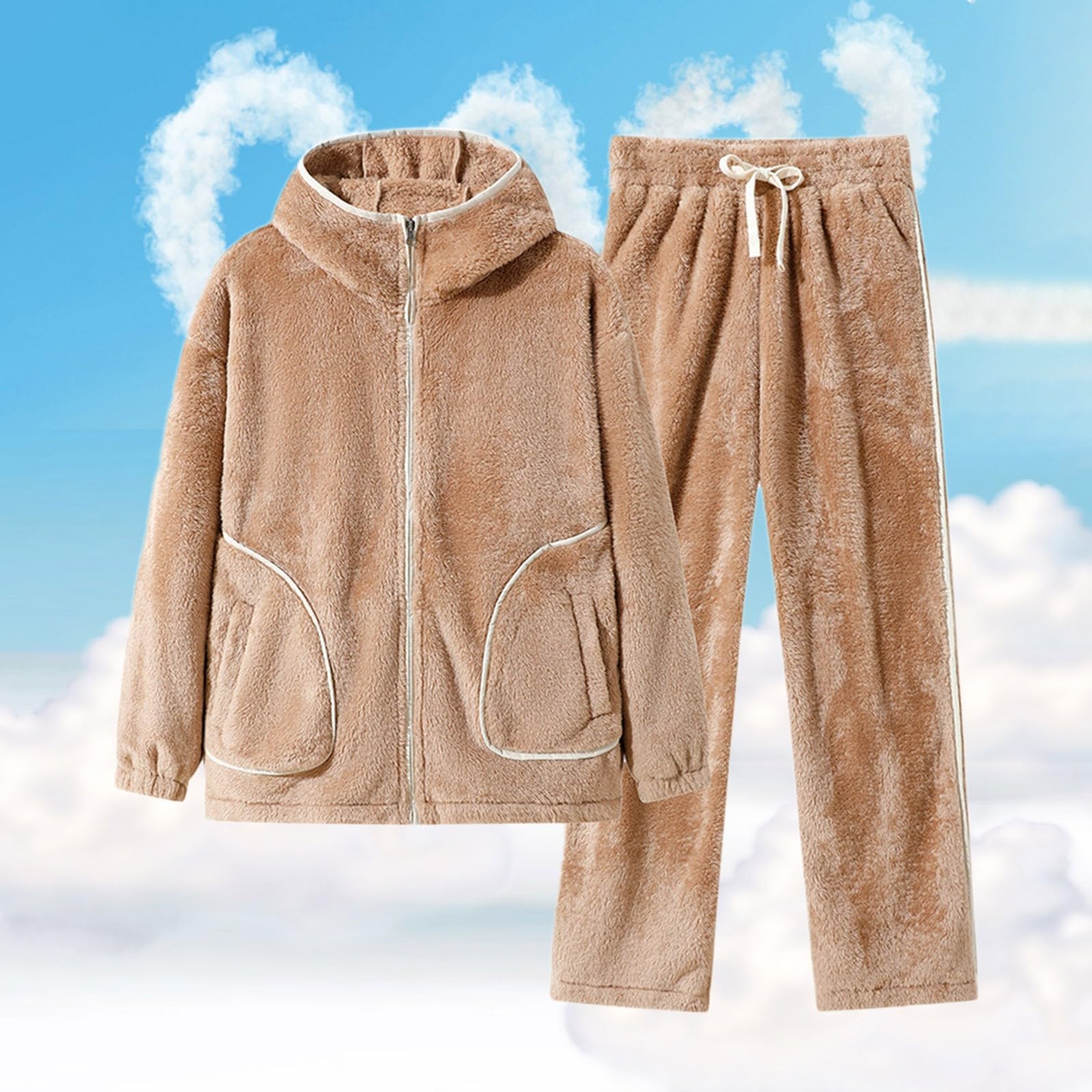 Herren Winter Schlafanzug Korallensamt Mit Dicker Strickjacke Flanell Warme Heimkleidung Übergröße