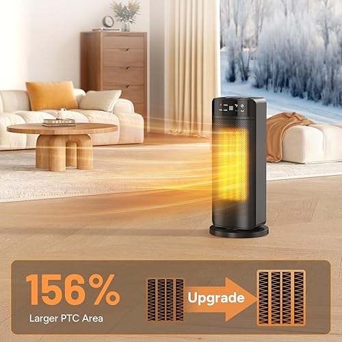 Miniatura 3 de Calentador de espacio de 1500 W, calentador eléctrico portátil que calienta 200 pies cuadrados para uso en interiores, oficina, garaje, calefacción