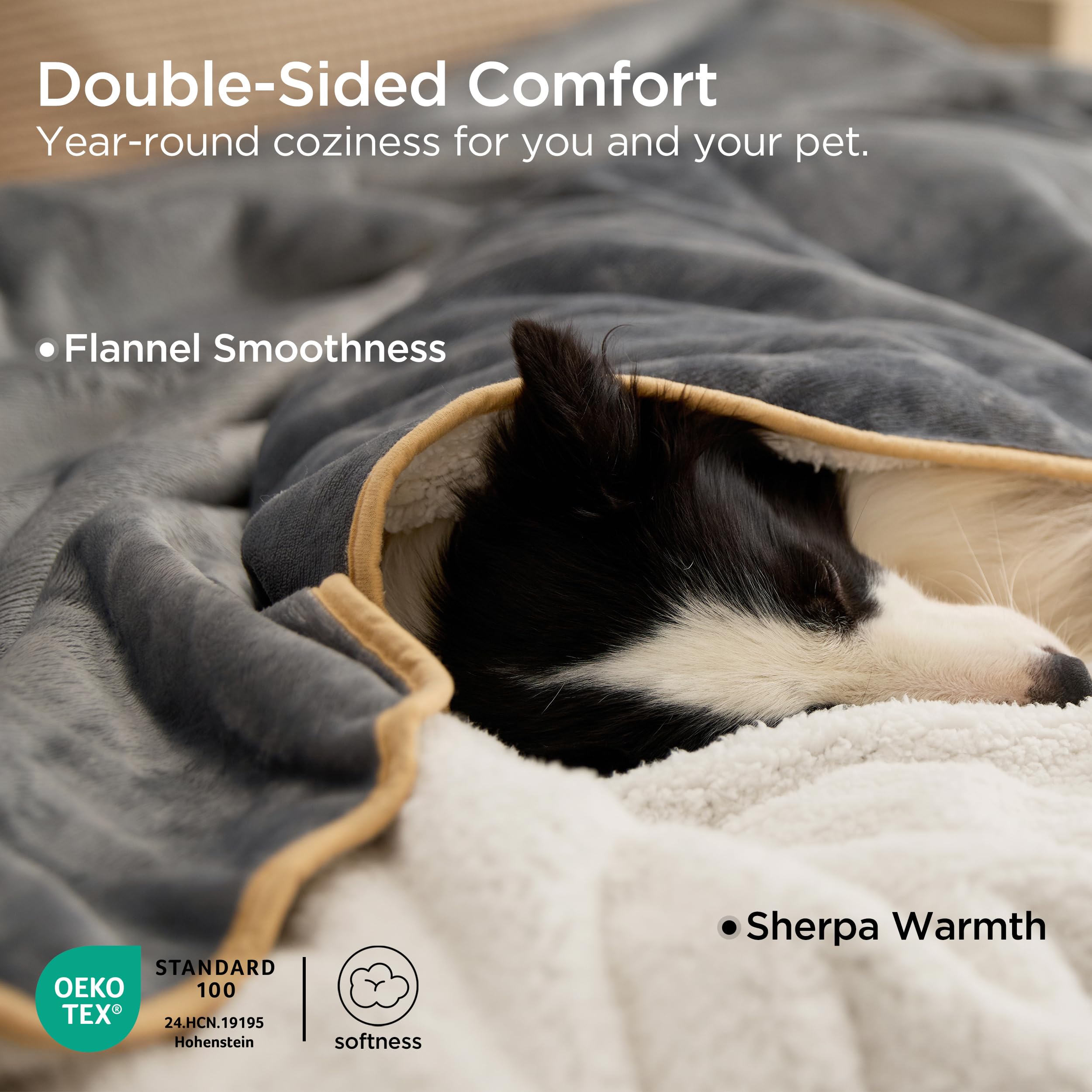 Bedsure Waterproof Pet Blanket (Sherpa and Fleece), additional listing photo 2