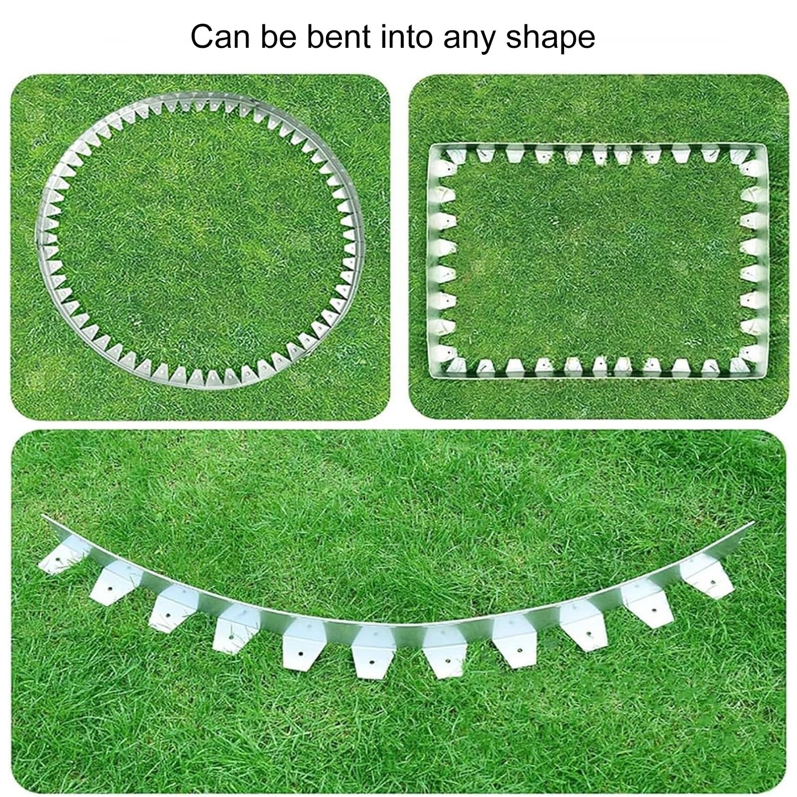 Borde para Jardín, Bordes para Jardín Sin Necesidad De Excavar con Grapas, Borde Flexible De Acero Inoxidable para Paisajismo, Jardines De Flores, Césped(Silver-3PCS,100x3x5cm)