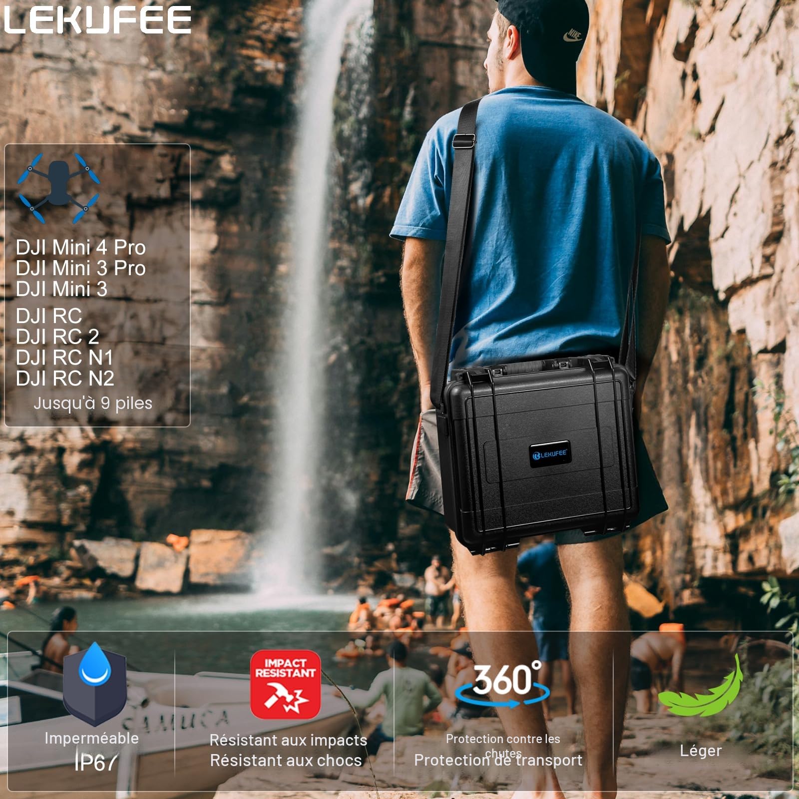 LEKUFEE Étui de Transport pour DJI Mini 4 Pro/3 Pro/Mini 3 Drone,DJI RC 2/RC/N2/N1 et Accessoires (Boîte Seulement)