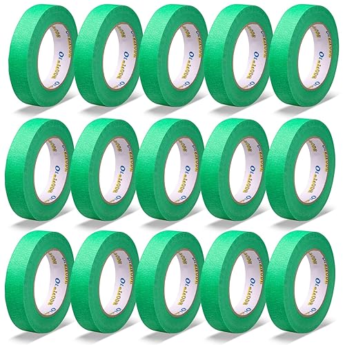 Miniatura 8 de Oleitodh Green Painters - Cinta de pintura de 1 pulgada a granel, 15 rollos x 1 pulgada x 55 yardas, cinta de pintor verde para paredes, pintura,
