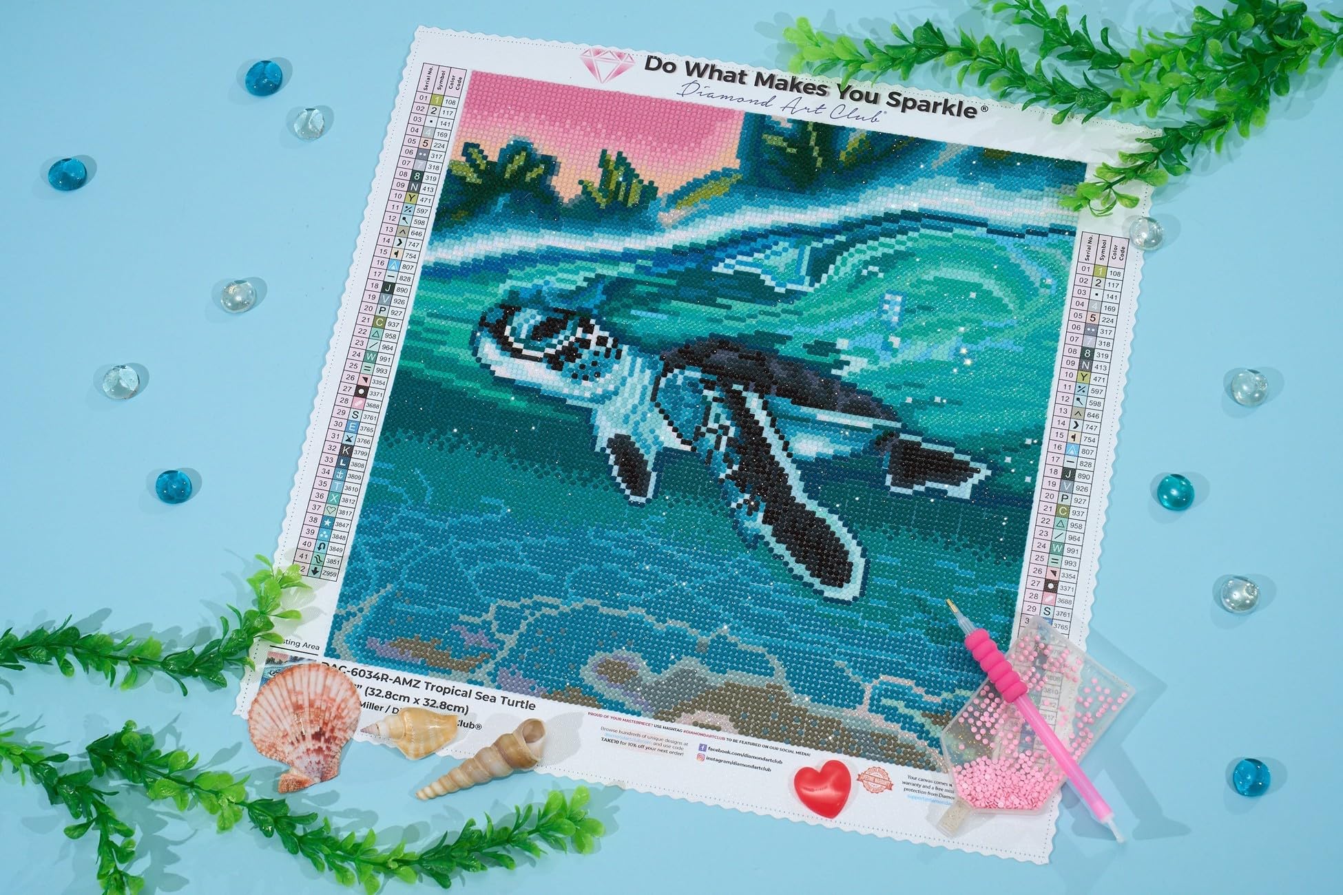 DIAMOND ART CLUB Tropical SEA Turtle Diamond Painting Kit, 13