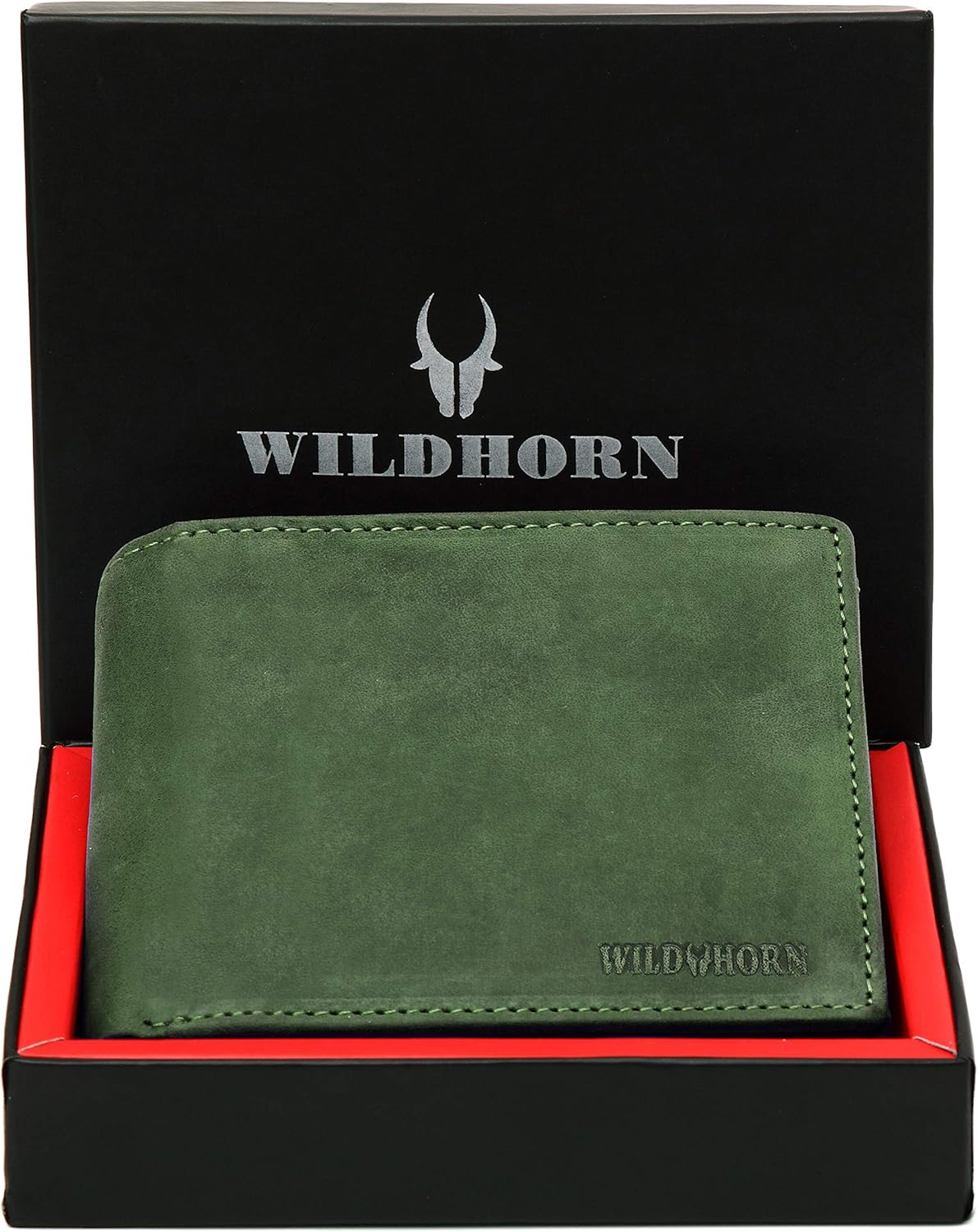 WildHorn India Leather Men's Wallet (WH2080), GREEN HUNTER, Free Size, Classic