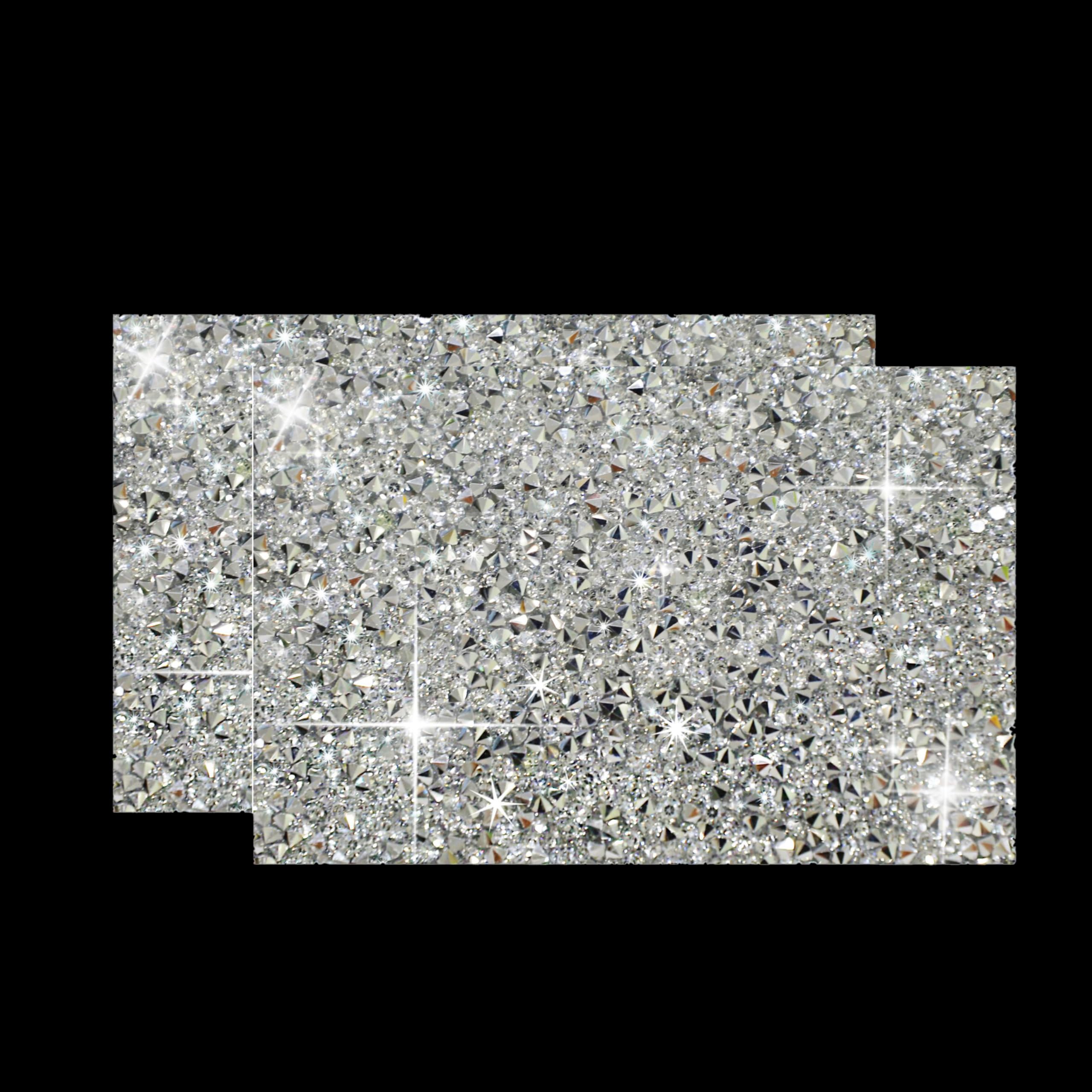 Silver Placemats Silver Heat Resistant Mat White Square Placemats Silver Trivets Rhinestone Decor Place Mat Crushed Diamond Decor Bling Sparkly Mat Set of 2