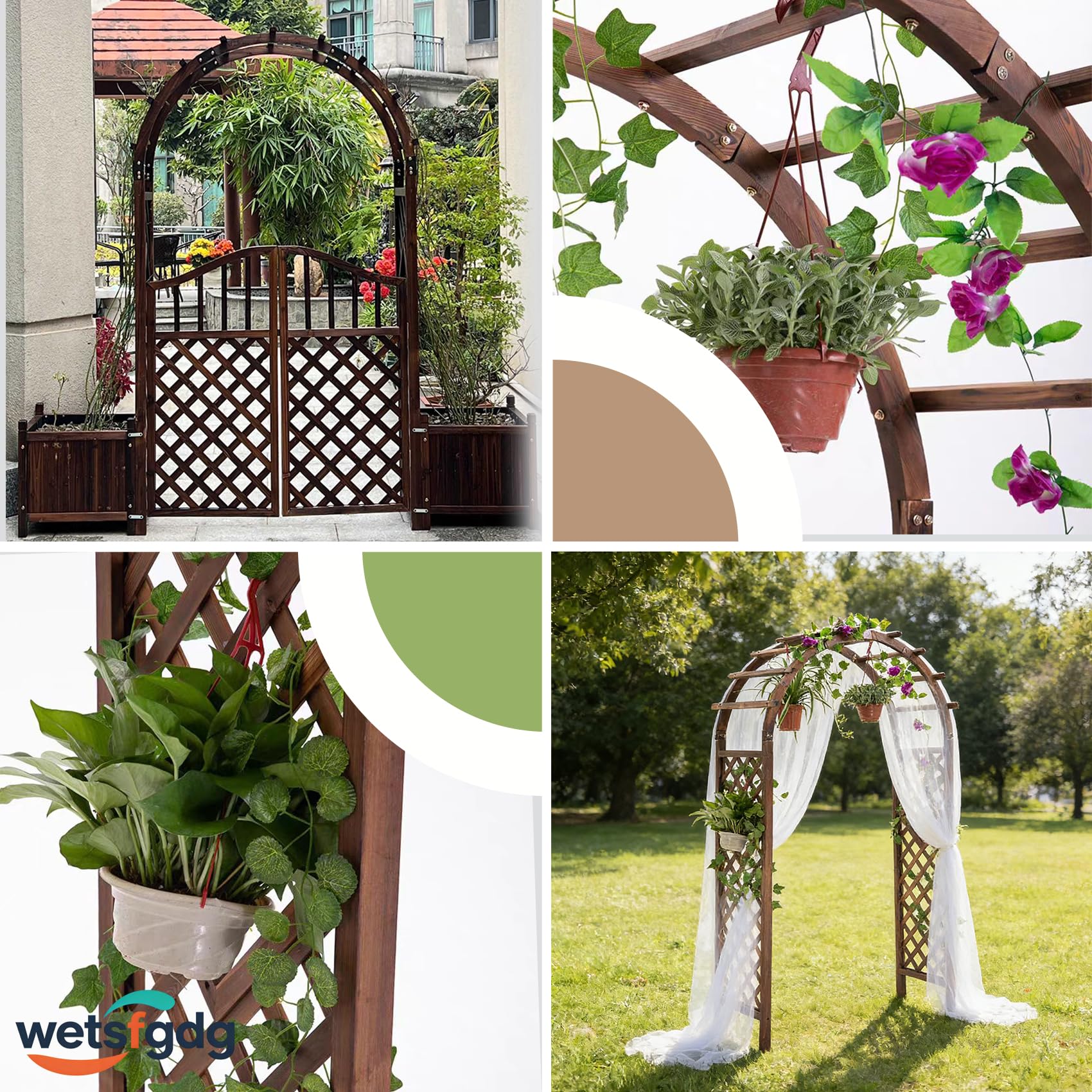 Rosenbogen Schmal mit Tür,Gartenbogen,freistehende Rankhilfe mit Rundbogen,wetterfest,für romantische Gartengestaltung,Hochzeit und als Eyecatcher auf der Terrasse(160x50x235cm)