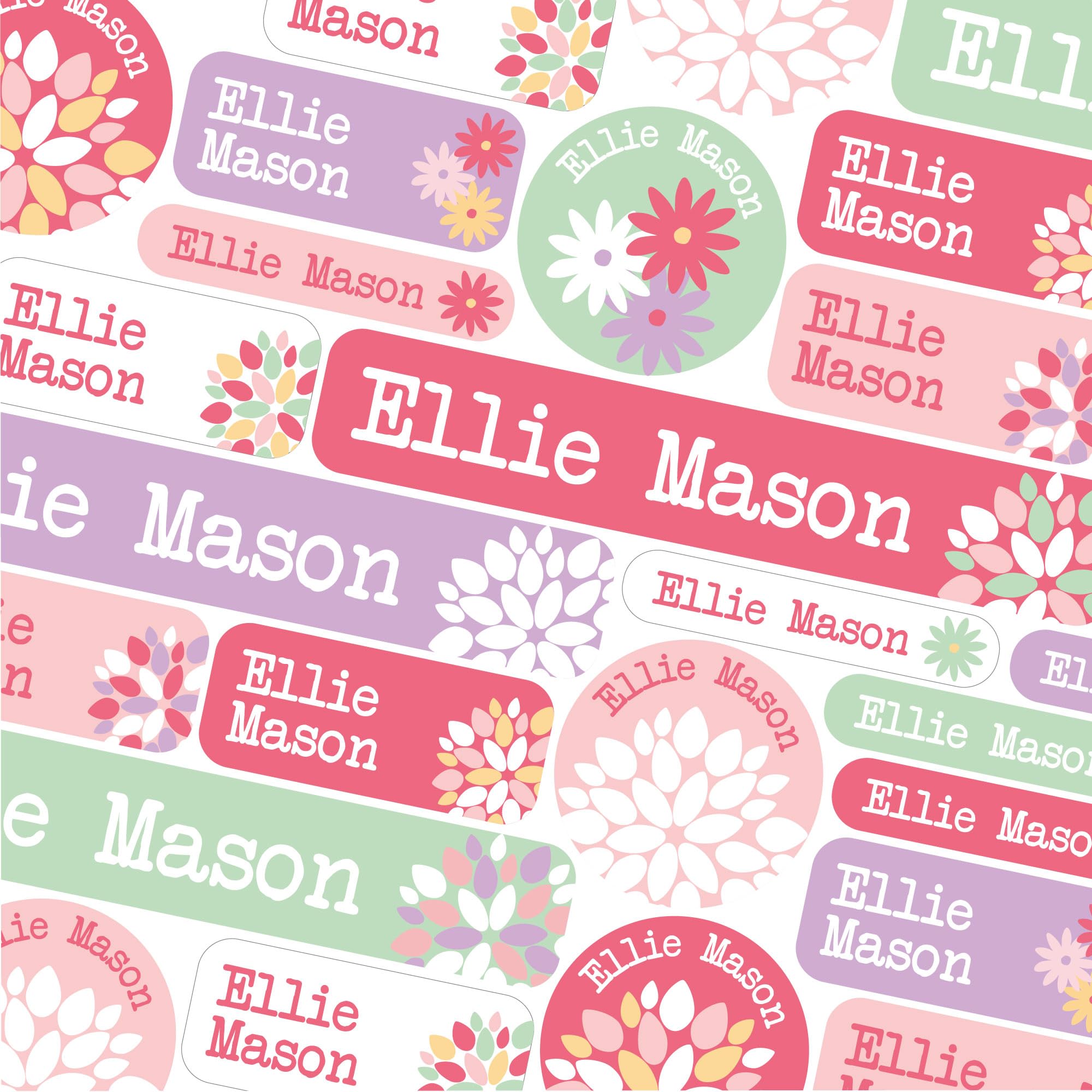 123 Name Labels for Care Homes No Iron Name Tags for Residential Care Hospital Name Stickers for Adults for Clothing, Pill Boxes, Mobility Aids, Slippers, Washable and Dishwasher Safe (Flowers)