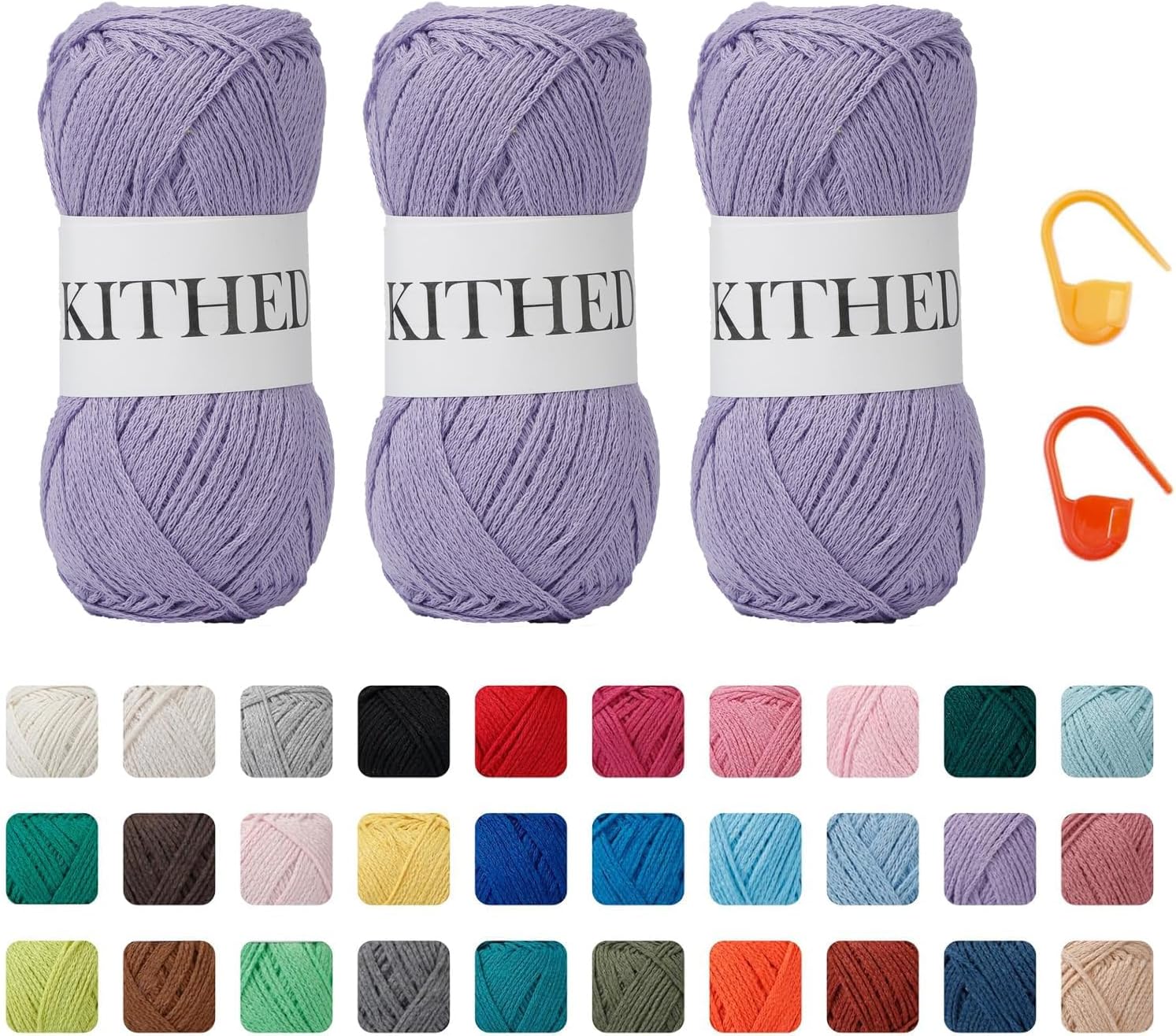 KITHED Cotton Yarn，10.5oz，526yard，3 Pack ，Soft Yarn for Crocheting and Knitting (29 Lavender)