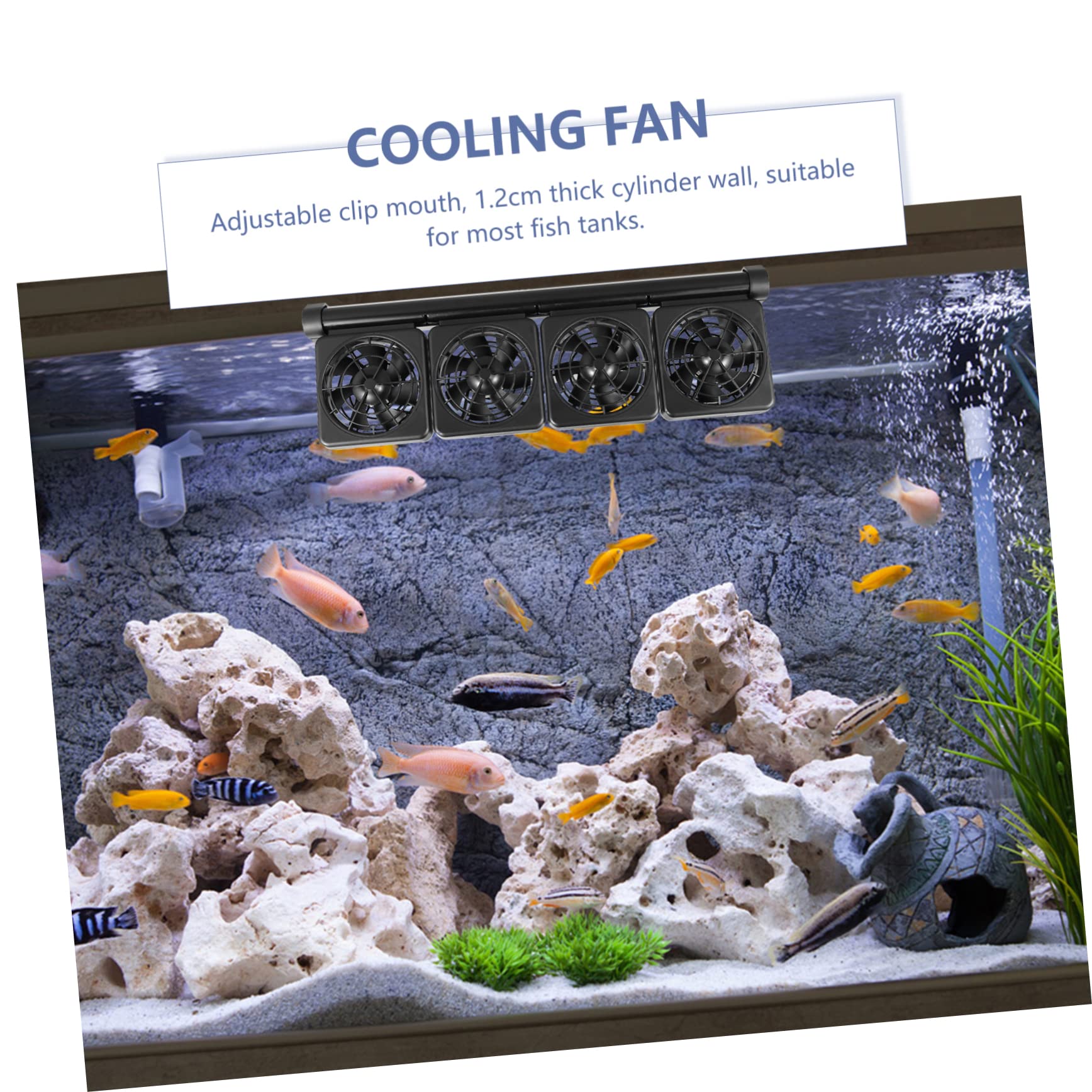 Wasserkühlventilator Aluminiumlegierung und Kunststoff mit 2 Geschwindigkeiten Aquarium Einstellbarer Befestigung bis 1,2cm Wandstärke für Süß und Salzwasseraquarien