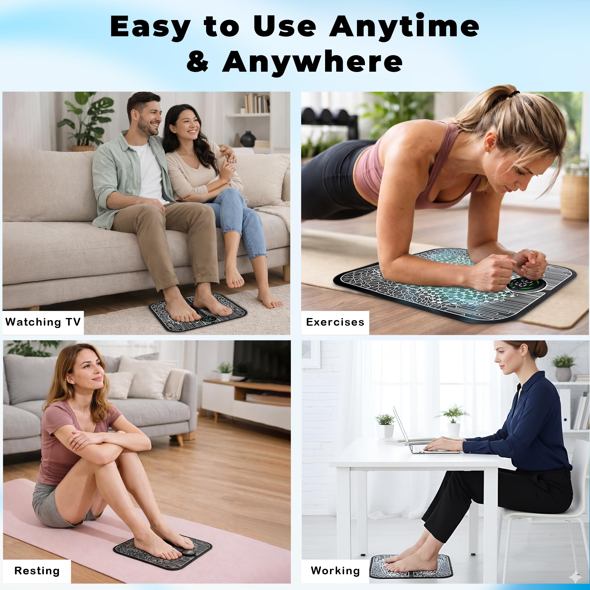EMS Foot Massage Pad with 39 Intensity Levels 10 Modes - Foldable Electric Foot Massagers with Timer Auto Run USB Display - Massage Mat Knee Massager for Pain Relief Circulation Relaxation