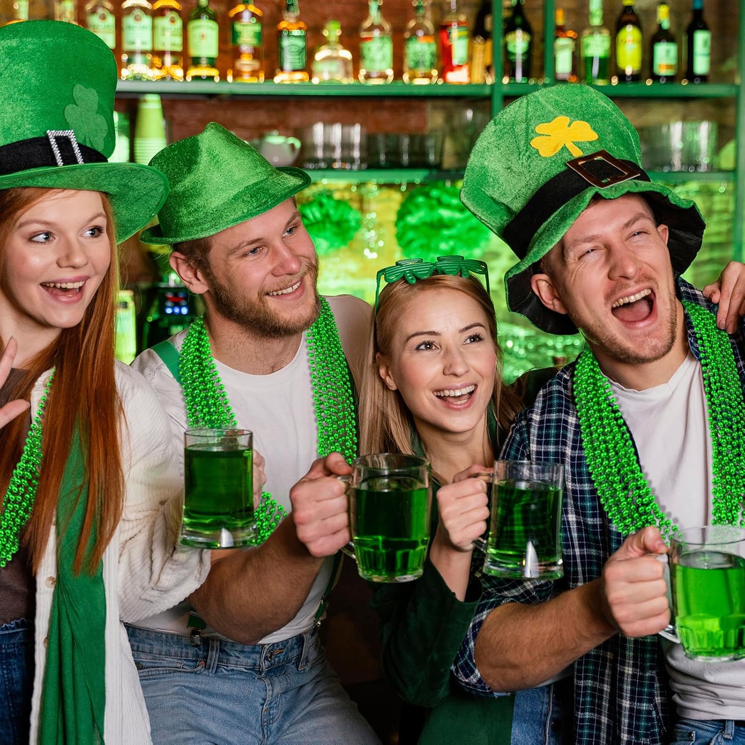 ZYFLSQ 100 Pcs 33" 7mm Metallic Green Beads Necklaces, Bulk Mardi Gras St. Partrick's Day Beaded Necklaces, Party Beads Costume Necklaces (Green) - Image 6