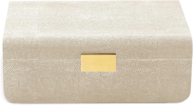 AERIN Large Modern Shagreen Jewelry Box - Wheat