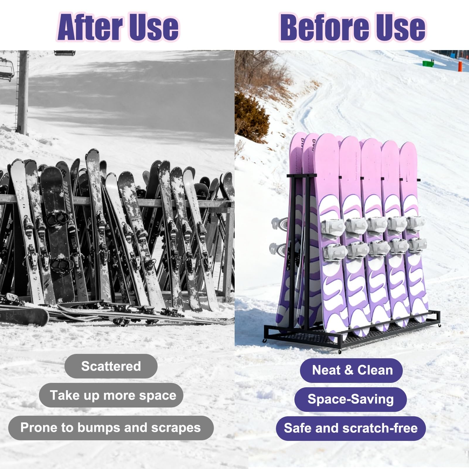 SkistäNder 1 2 3 4 5 6 8 9 10 Paar Skiaufbewahrungsständer zur Organisation, Ski Aufbewahrungsregal Freistehend, Skibrettständer für Garage/Keller, Longboard-Träger