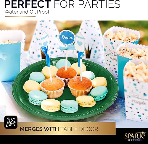 Miniatura 5 de Plato de plástico, 10.4 pulgadas, desechable, verde, juego de 50