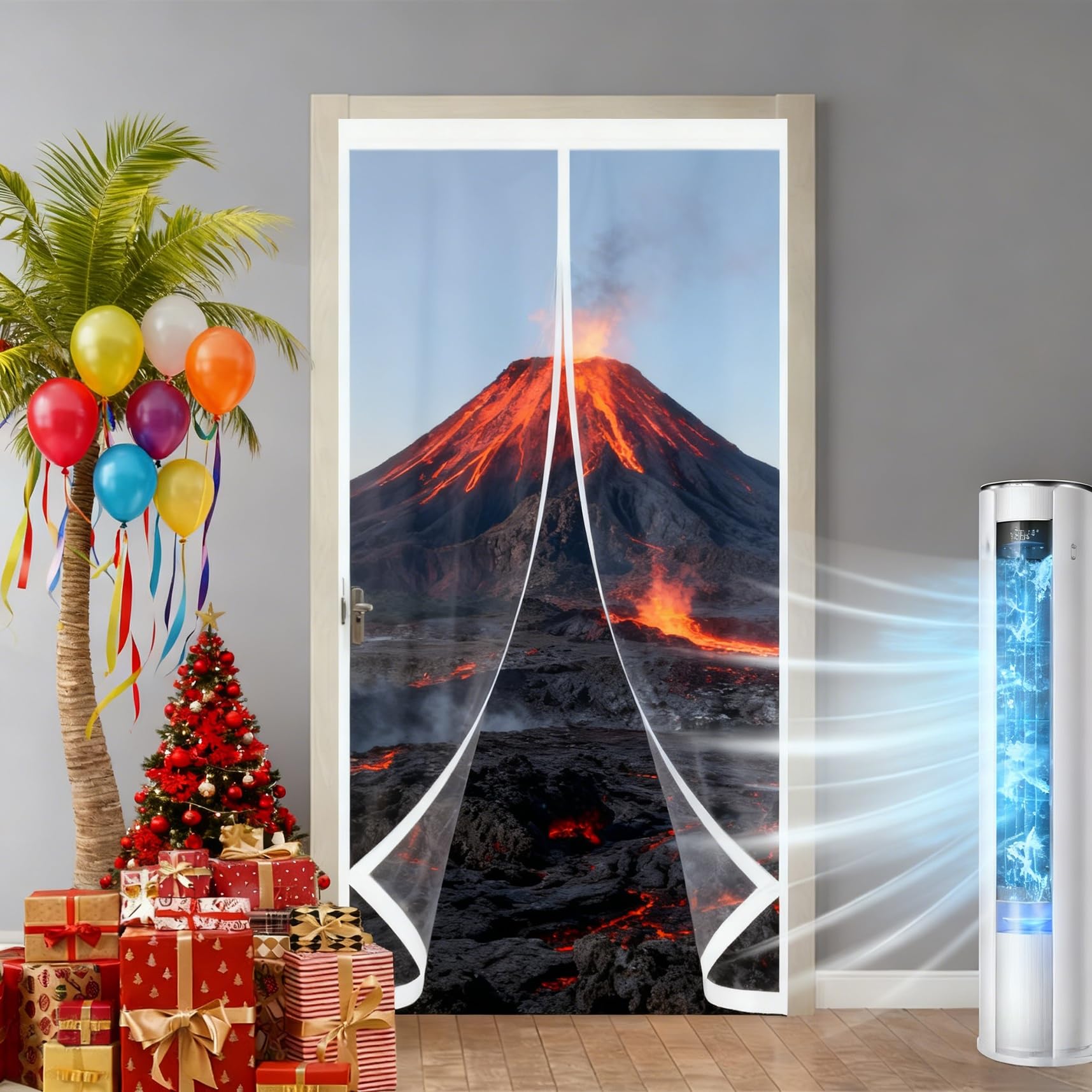 Magnet Wärmeschutzvorhang für Türen 110 x 310 cm Winddichter Thermisch Winter, Wasserdicht Schalldämmender, Isoliervorhang Kälteschutz für Balkon Terrassen Kellertür, A