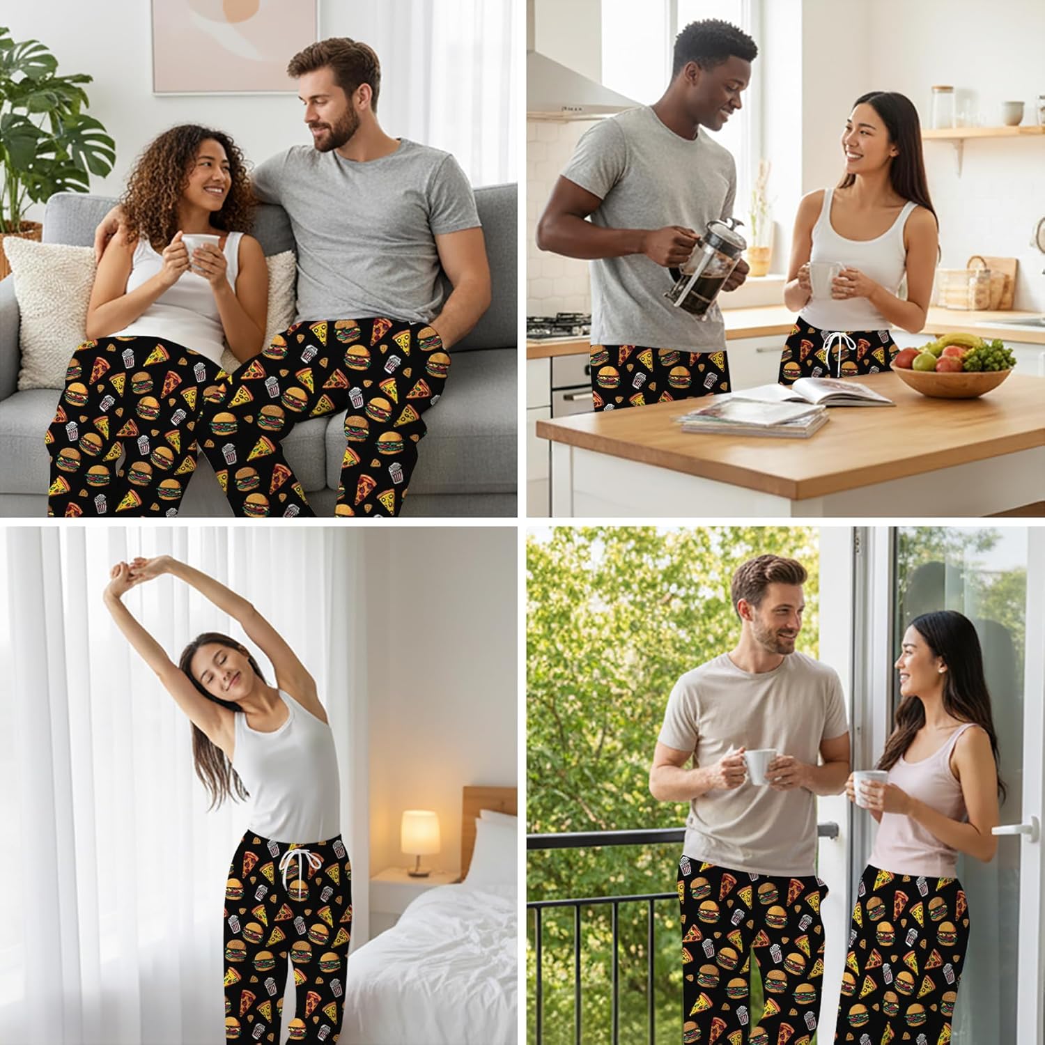 SARA NELL Food Design Pajama Pants, Cozy Unisex Sleepwear for Men and Women, Novelty Food Design Pj Bottoms with Pockets - Image 5