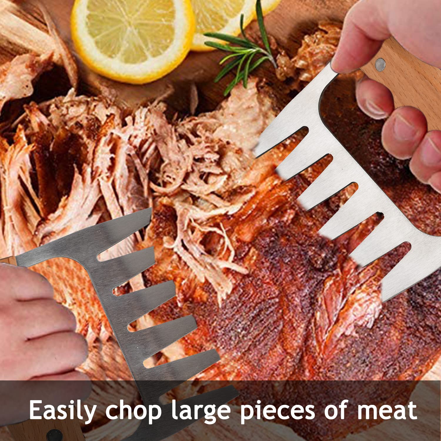 Griffes à Viande SILBERTHAL - Acier Inoxydable Avec Poignées Silicone - Pour Barbecue Et Pulled Pork