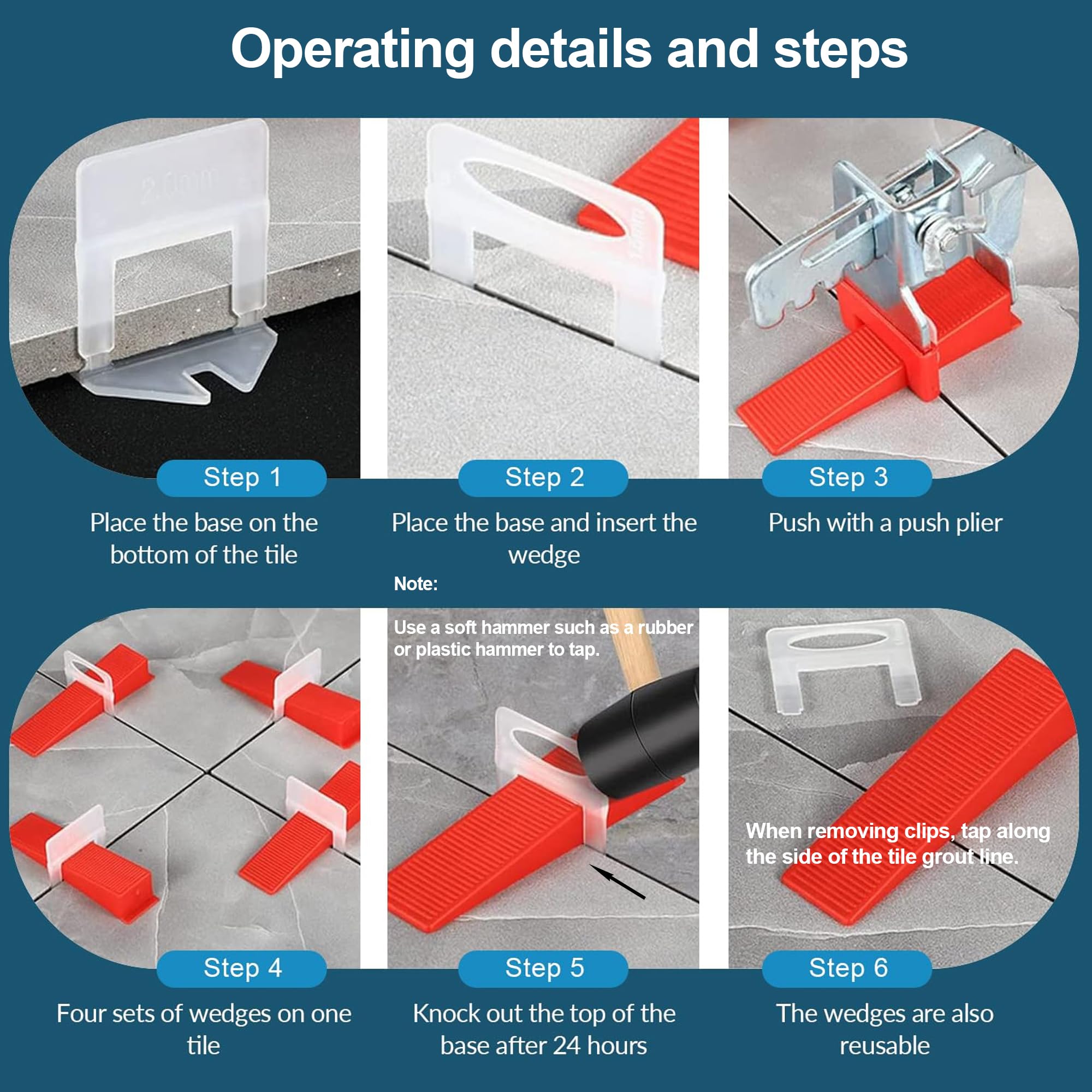 Kit nivellement carrelage 302 pièces,Kit nivellement carrelage,Système de nivellement carrelage robuste,Croisillon autonivelant,200entretoises2.0mm,100cales réutilisables,Pince à niveler (B)