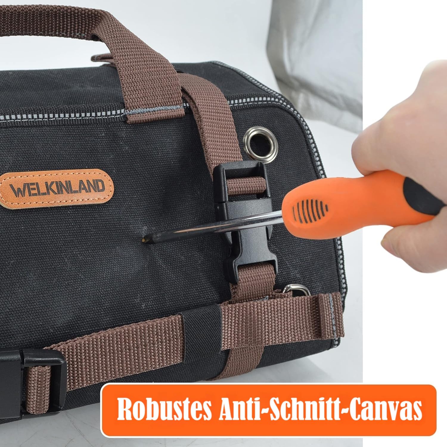 Robuste Werkzeugrolle aus gewachstem Segeltuch, 15 Taschen, Werkzeugrolle, 15 l Werkzeugtaschen, Werkzeugtaschenrolle, Werkzeugtasche, Werkzeugrolltasche, aufrollbare Werkzeugtasche, Organizer