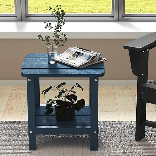 Miniatura 80 de SERWALL Mesa auxiliar doble Adirondack rectangular, color marrón