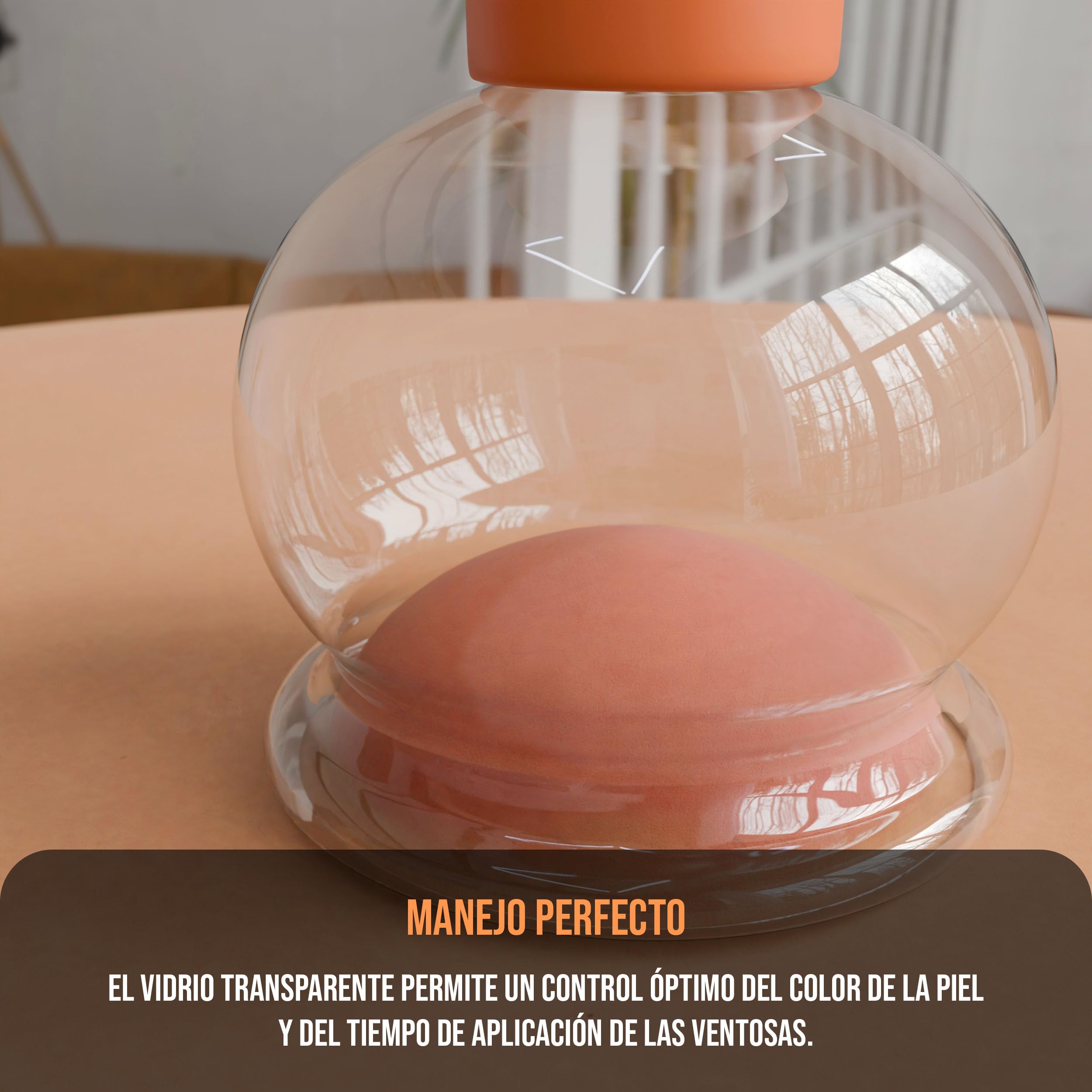 Pulox Juego de ventosas de cristal auténtico con ventosa – 3 x Ventosas médicas en marrón – 25 mm, 32 mm, 40 mm