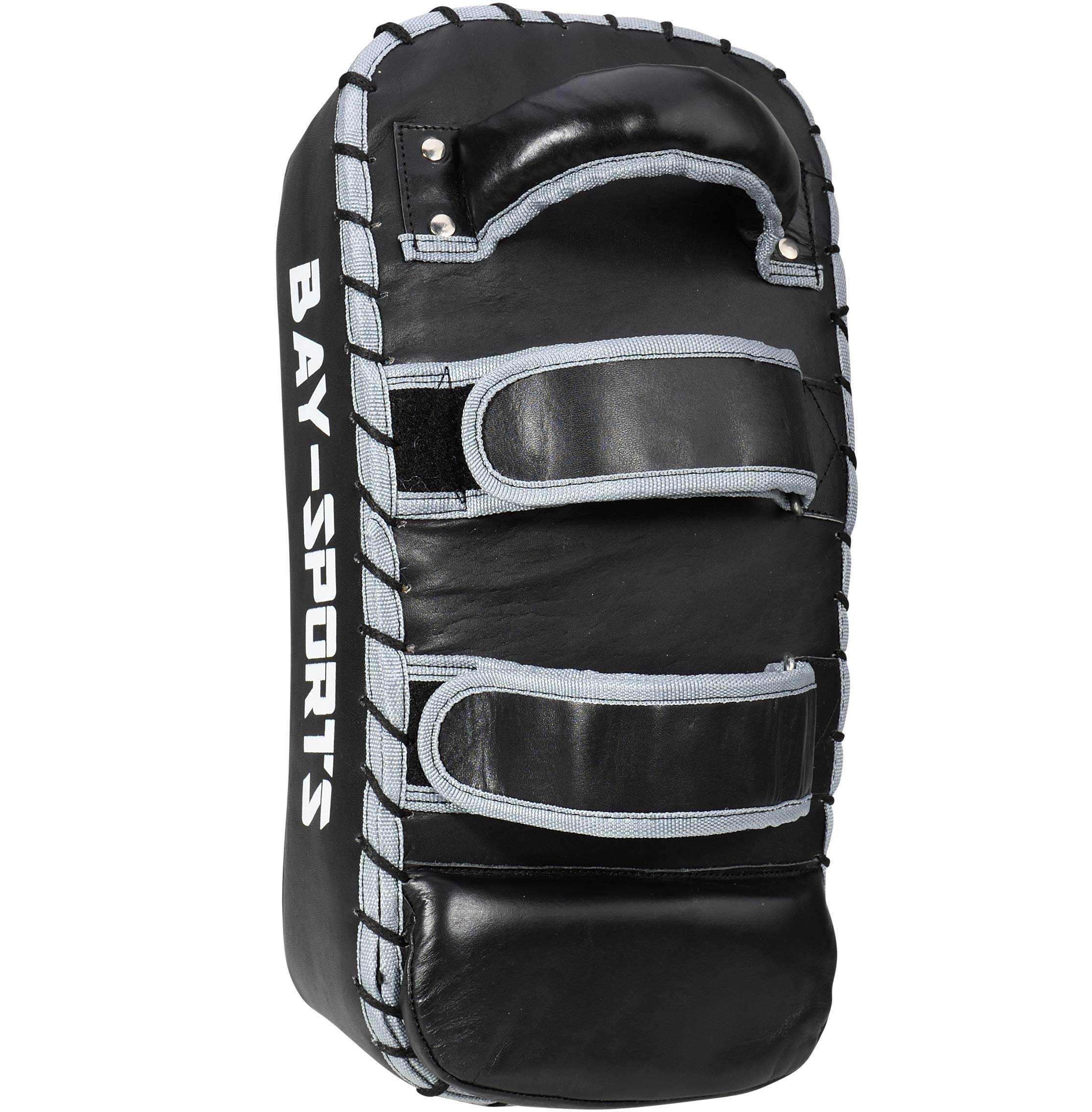 BAY Sports Leder Thai TECH 2020 Arm-Pratzen, Handpratzen, Armschlagpolster, vorgekrümmt, schwarz, Pratzen, krumm, Kickboxen, Muay Thai, Thaiboxen, MMA, K1, K-1, Handschlagpolster