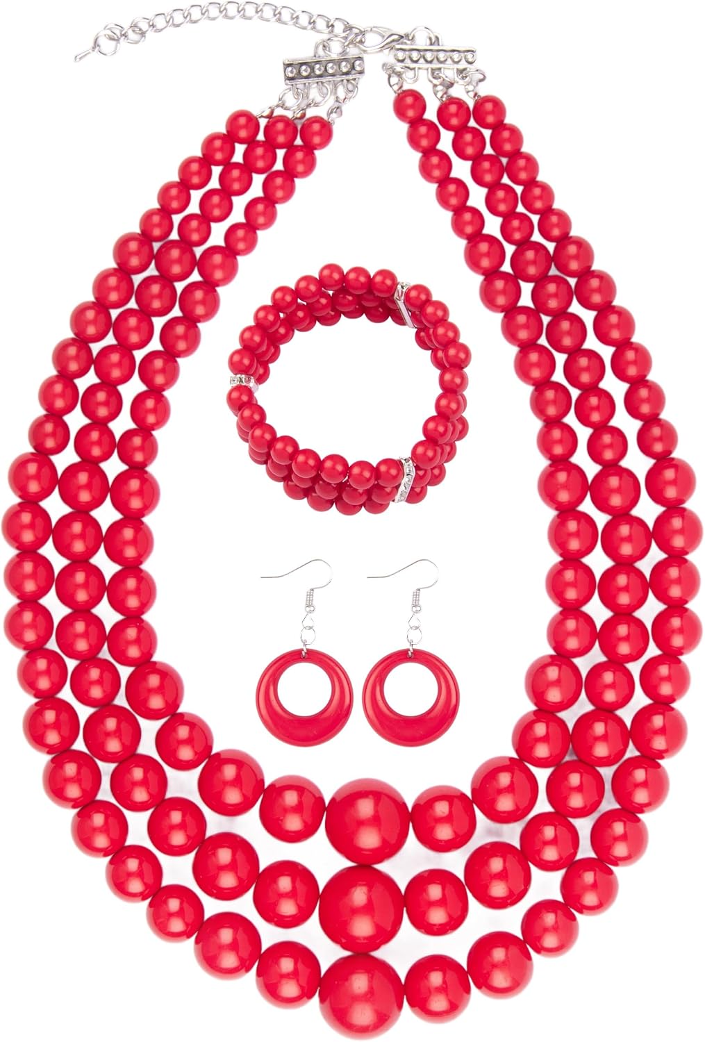Miss U Hair Women's Chunky Large Statement Beads Necklace Earrings Stacked Bracelets Oversized Jewelry Set Halloween Party Outfit