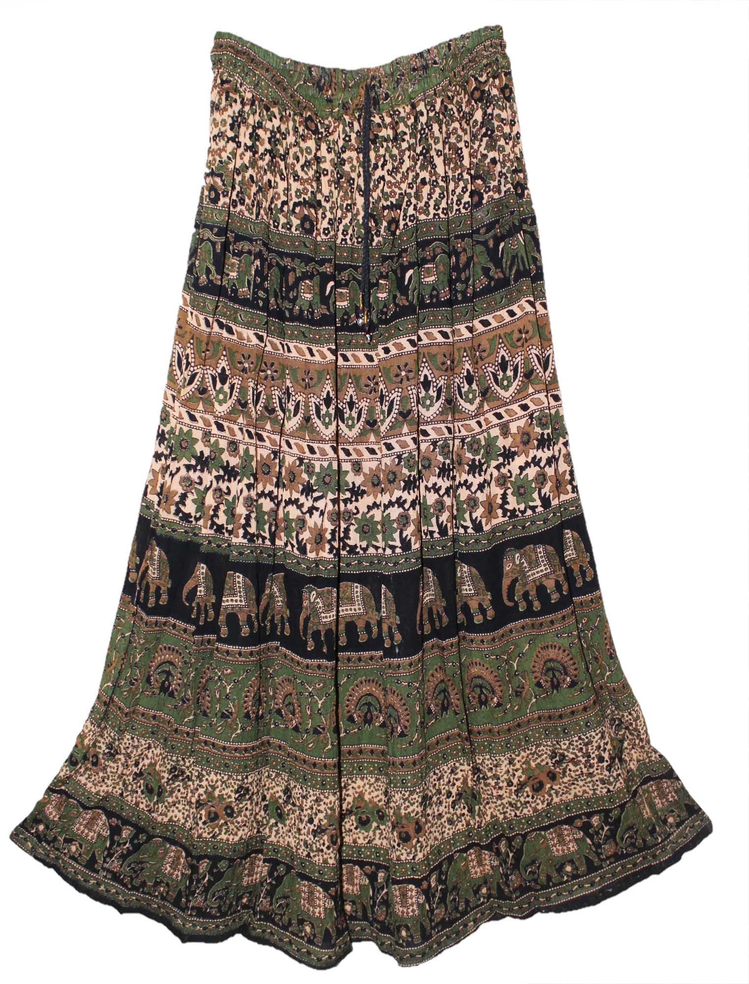 JNB Maxi Skirt for Women Indian Hippy Gypsy Jupe Retro Boho Falda