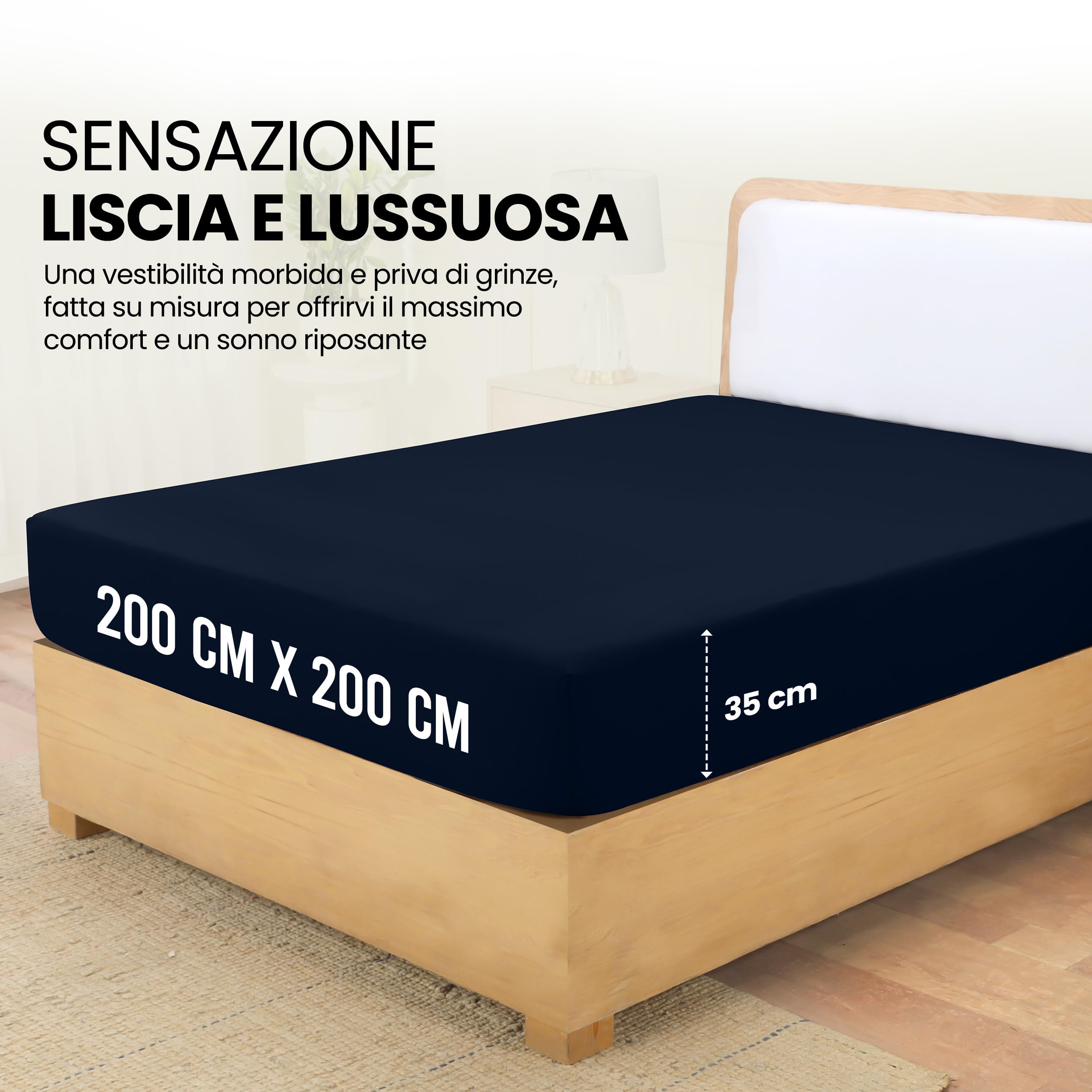 Utopia Bedding Lenzuolo con Angoli Due Piazze Matrimoniale - 200x200cm - Marina - Microfibra di Poliestere Spazzolato - Lenzuolo sotto con Angoli Elasticizzato