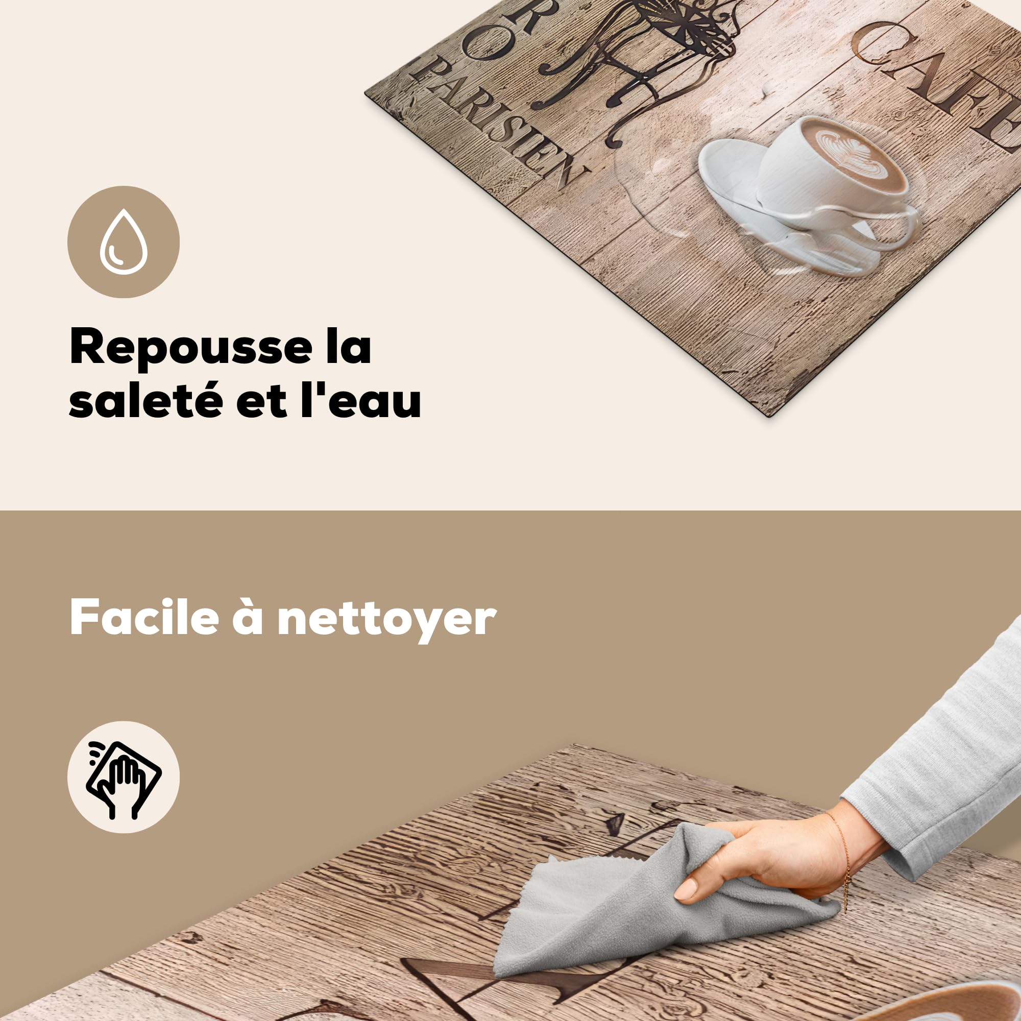 KitchenYeah© Protege Couvre Plaque De Cuisson Décoration Cuisine Tapis Protection Protecteur Induction 60x52 cm Bistro Parisien - Café - Café - Vendanges - 60x52 cm