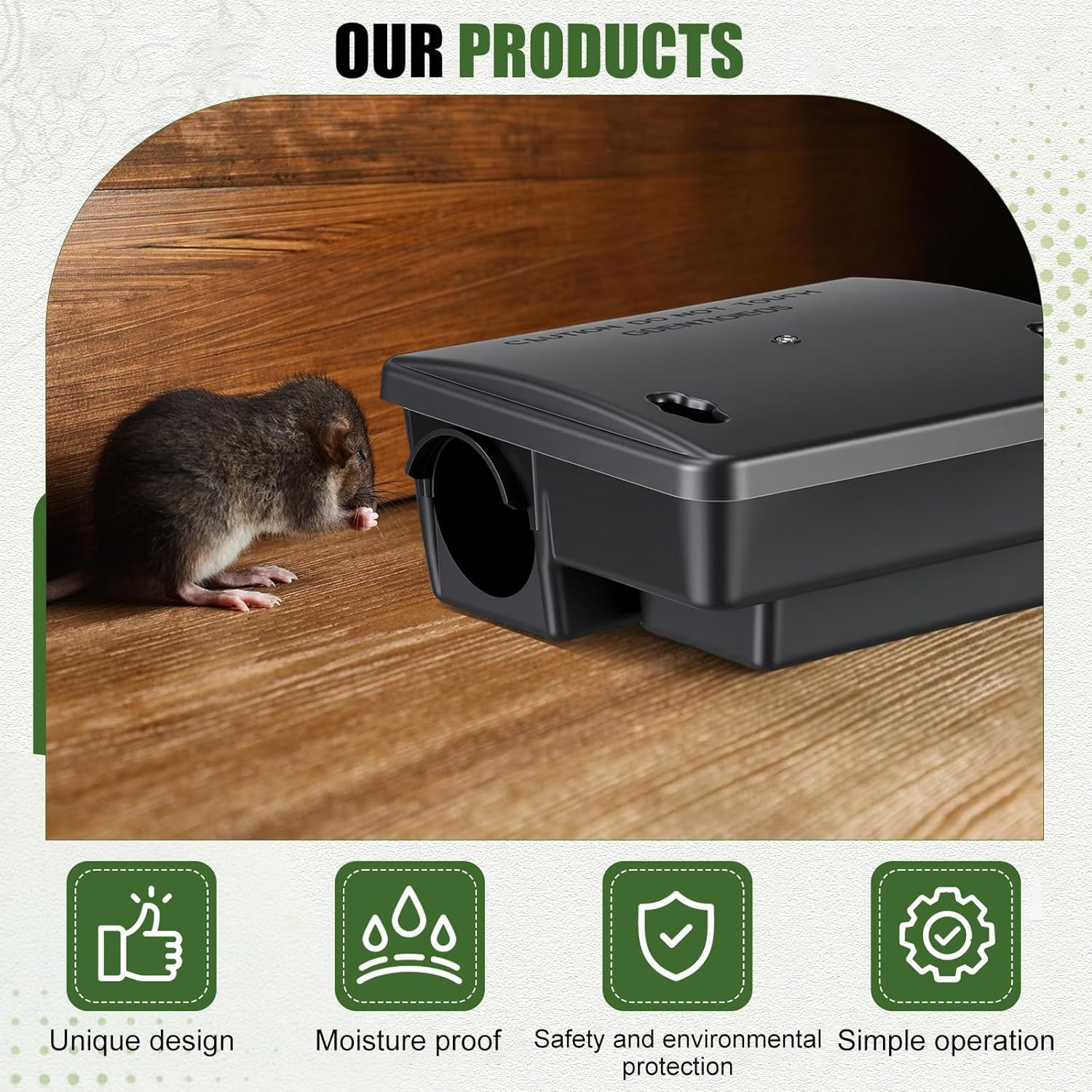 4 Pcs Rat Bait Stations Large Rodent with Key Reusable Mouse Stations Mice Blocks Heavy Duty Boxes for Outdoor Rodents Mice Blocks Station, Bait Not Included, Black (8.66 x 7.5 x 3.9 Inches)