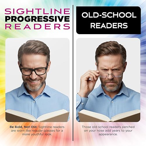 Miniatura 3 de Sightline Six-006 - Lentes de lectura multifoco, marco de calidad premium, tamaño mediano a grande, aumento de 2.50