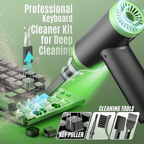 Miniatura 3 de Limpiador de teclado de aire comprimido 90000 rpm, plumero de aire eléctrico y aspirador de aire comprimido Reemplazar aire enlatado recargable 6000