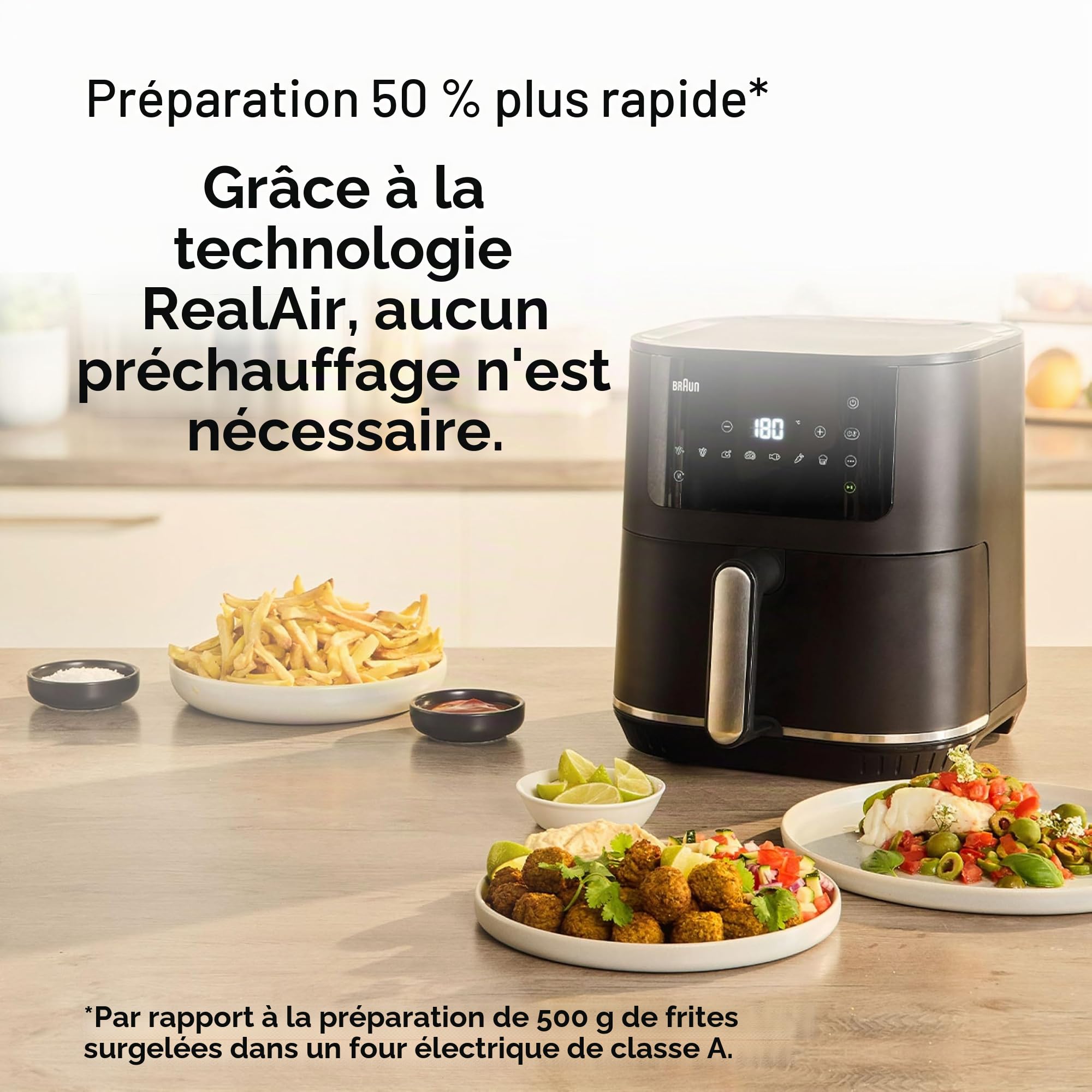 Braun MultiFry 5 HF5030IBK, Friteuse à Air avec Capacité de 6L, Contrôle Numérique de 80-200°, Technologie RealAir, 8 Programmes, Commande Tactile, Panier Lavable au Lave-Vaisselle, 1700W, Noir Mat