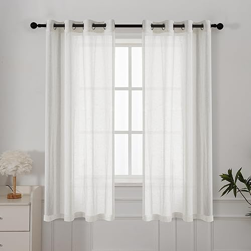 INILINAS - Cortinas traslúcidas de línea  Cortinas traslúcidas de mezcla de lino para privacidad, cortinas para tratamiento de ventanas, decoración