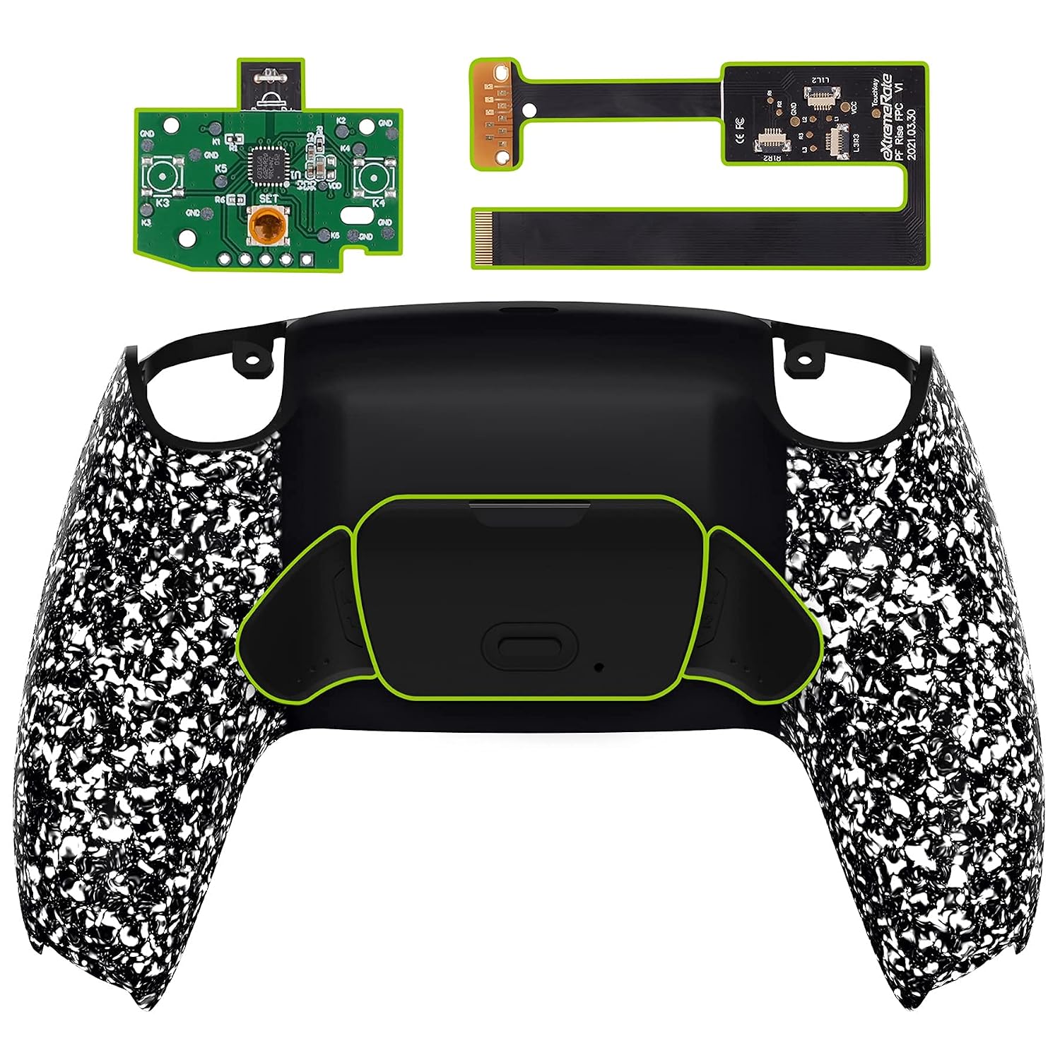 eXtremeRate Textured White Programable Rise Remap Kit for PS5 Controller BDM-010, Upgrade Board & Redesigned Back Shell & Back Buttons Attachment for PS5 Controller - Controller NOT Included
