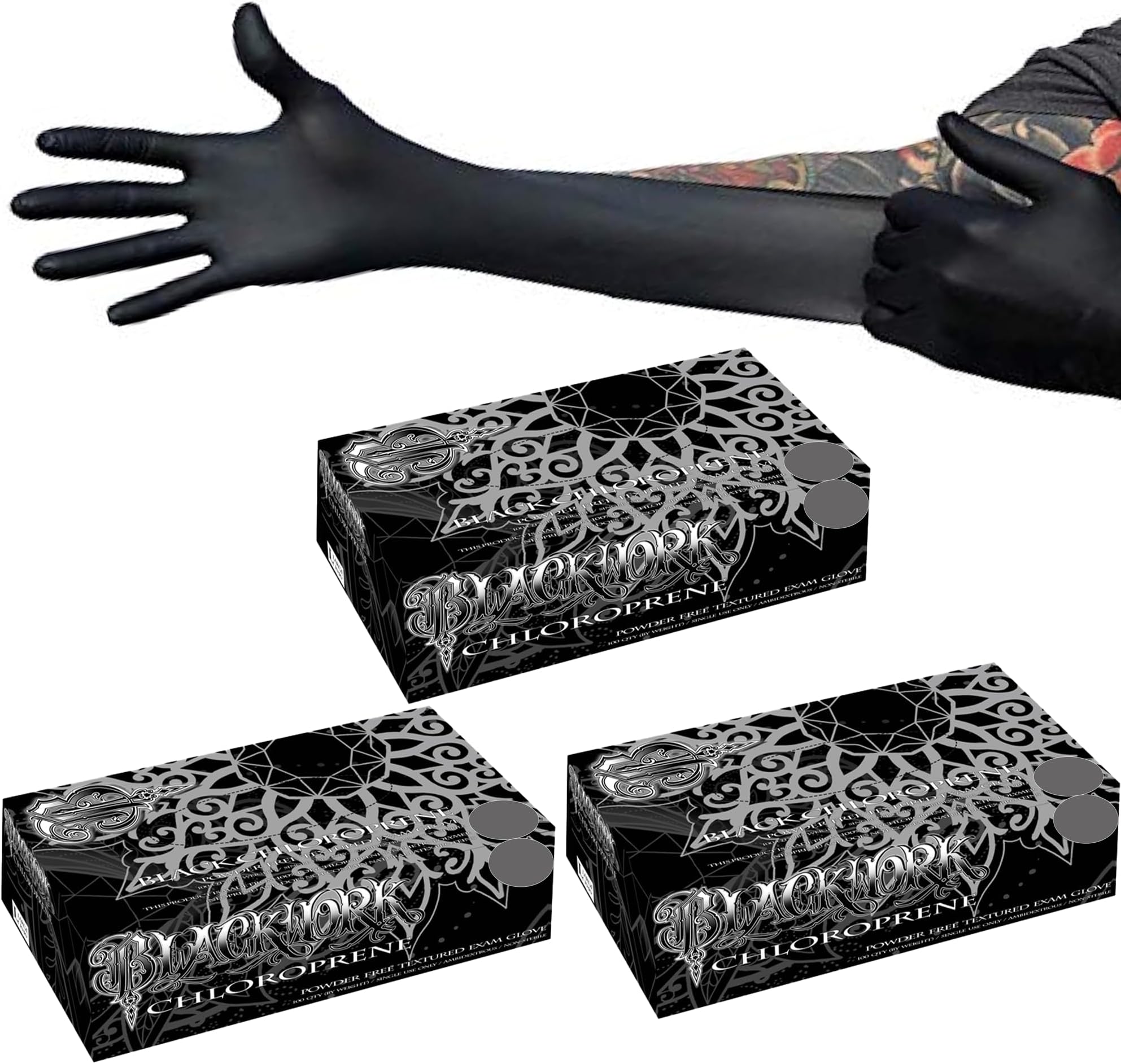 Chloroprene Medical Exam Gloves for Tattoo, Medical, Dental Professionals, 1000ct-Case, 100ct-Box