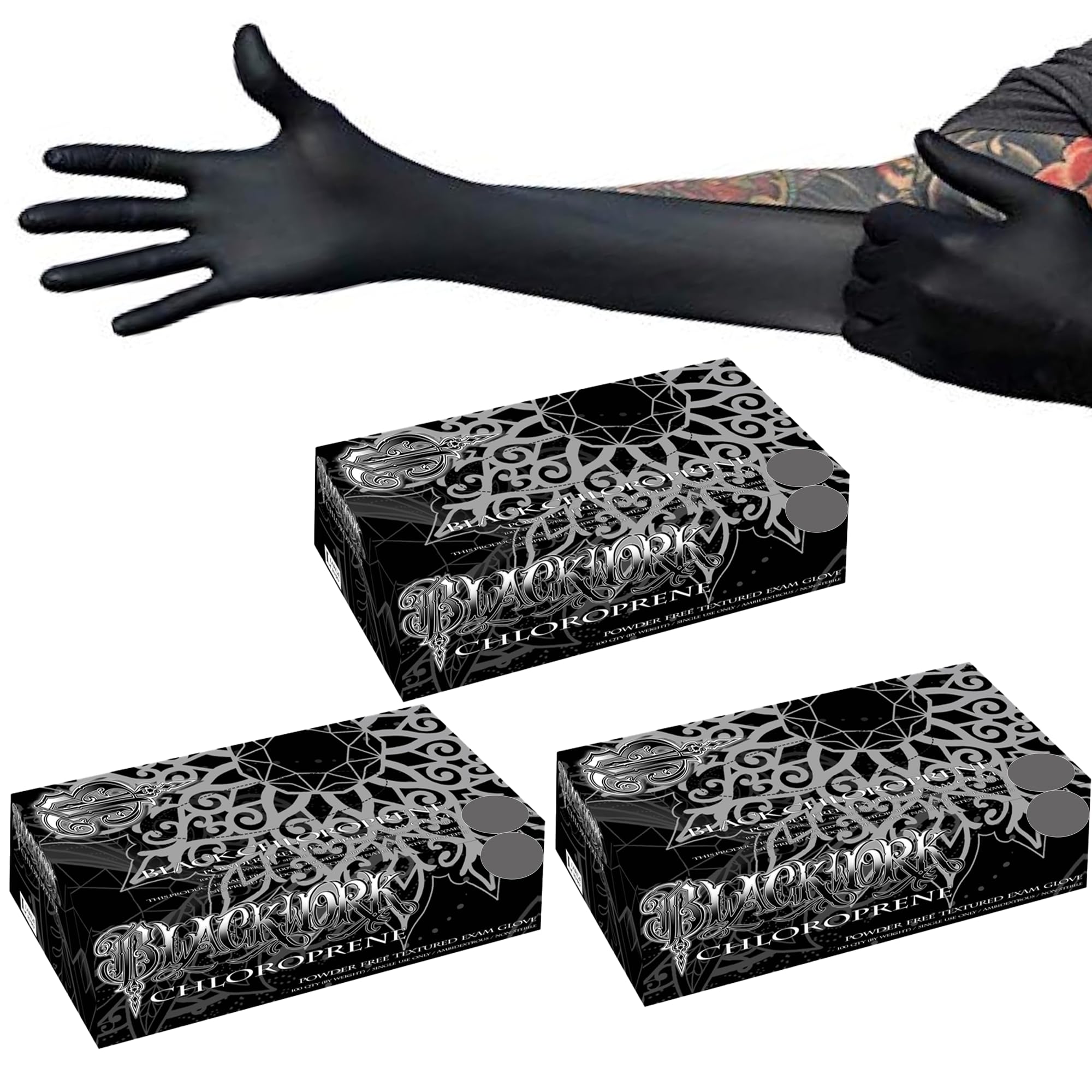 Chloroprene Medical Exam Gloves for Tattoo, Medical, Dental Professionals, 1000ct-Case, 100ct-Box