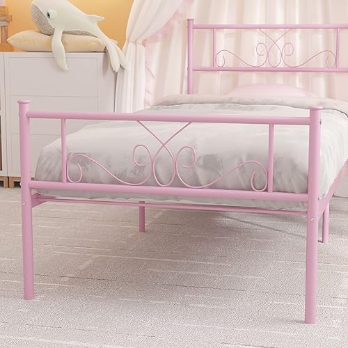 Miniatura 7 de Weehom Estructura de Cama de Plataforma de Metal con Cabecero y Piecero con Almacenamiento Debajo 12.7 Pulgadas Camas Tamaño Individual Base de