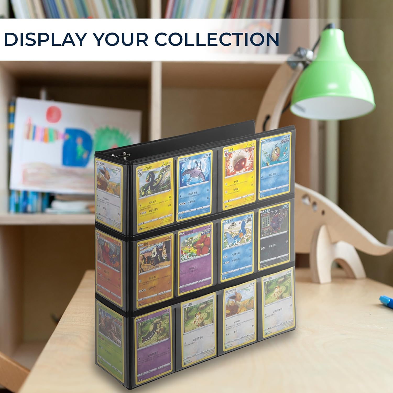 Trading Card Binder with 20-Pack of 9 Pocket Card Sleeves (Holds 360 Cards), Customizable Cover, 2" D-Ring Binder for Collectors, Top Loading, Card Storage for TCG & MTG