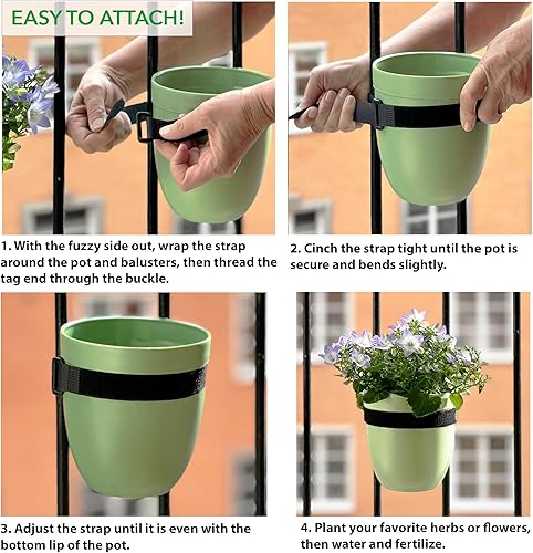Miniatura 4 de Balcony Buddies Maceta de barandilla para plantas al aire libre (6 pulgadas, paquete de 3)  Maceta colgante para barandillas, postes de valla