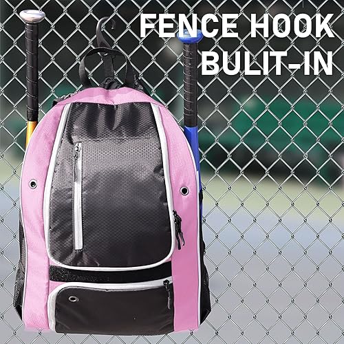 Miniatura 7 de DOVODA Mochila de béisbol, bolsa de bate de sóftbol con compartimento para zapatos, equipo de pelota en T para adultos, bolsa de béisbol ligera con