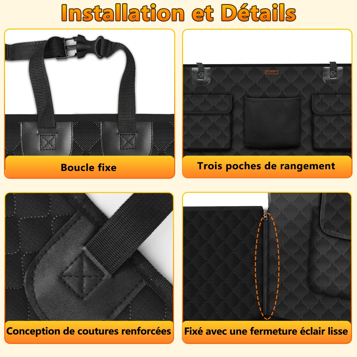 Alfheim Housse de Protection de Coffre de Voiture, Anti-déchirure et Imperméable Prolongation Housse de Coffre Lavable Antidérapante avec Protecteur Latéral, Utilisé pour Les Voitures Break SUV