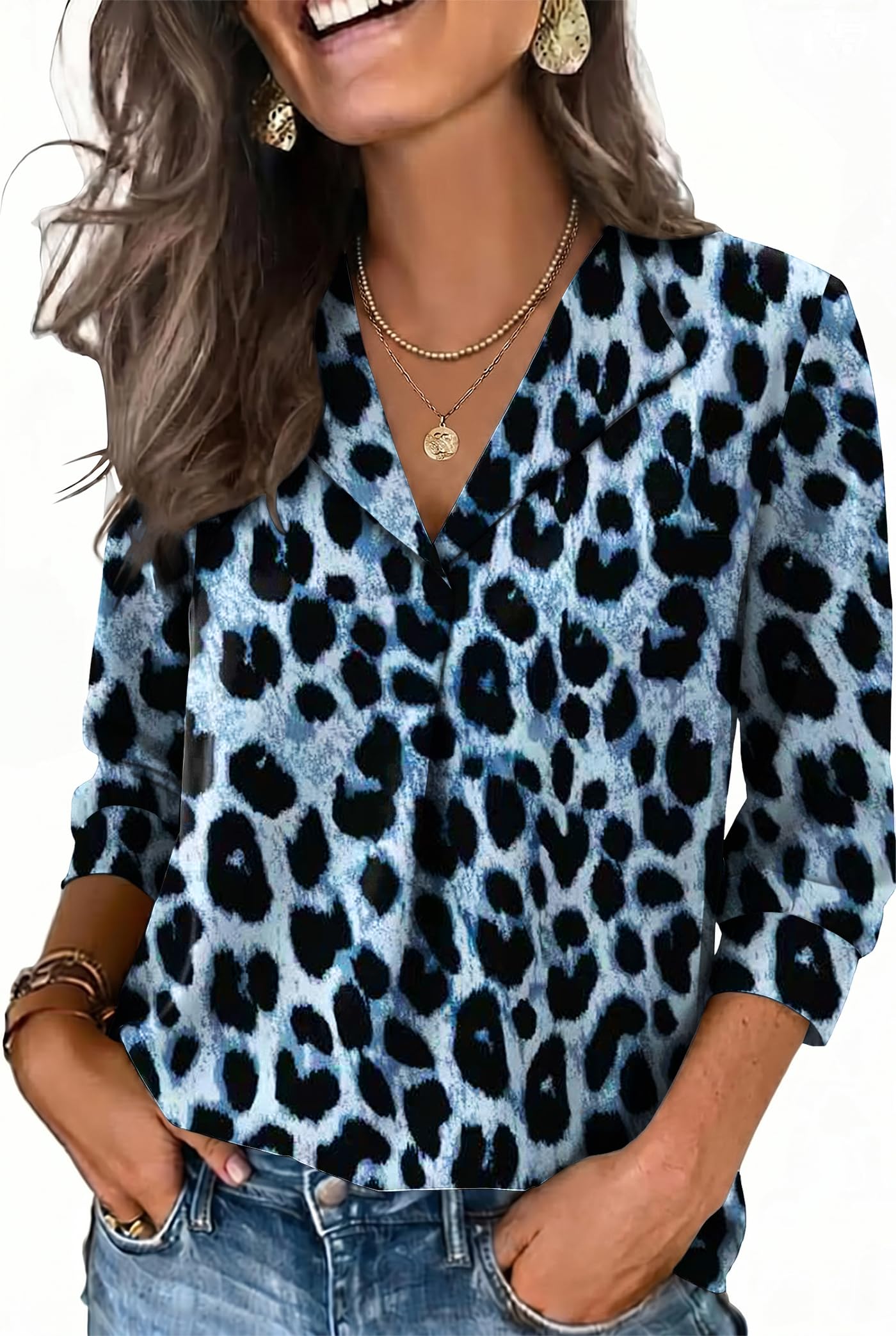 WIHOLL 3/4 Length Sleeve Womens Tops Dressy Casual Blouses Summer Spring Trendy Business Outfits Fashion Clothing