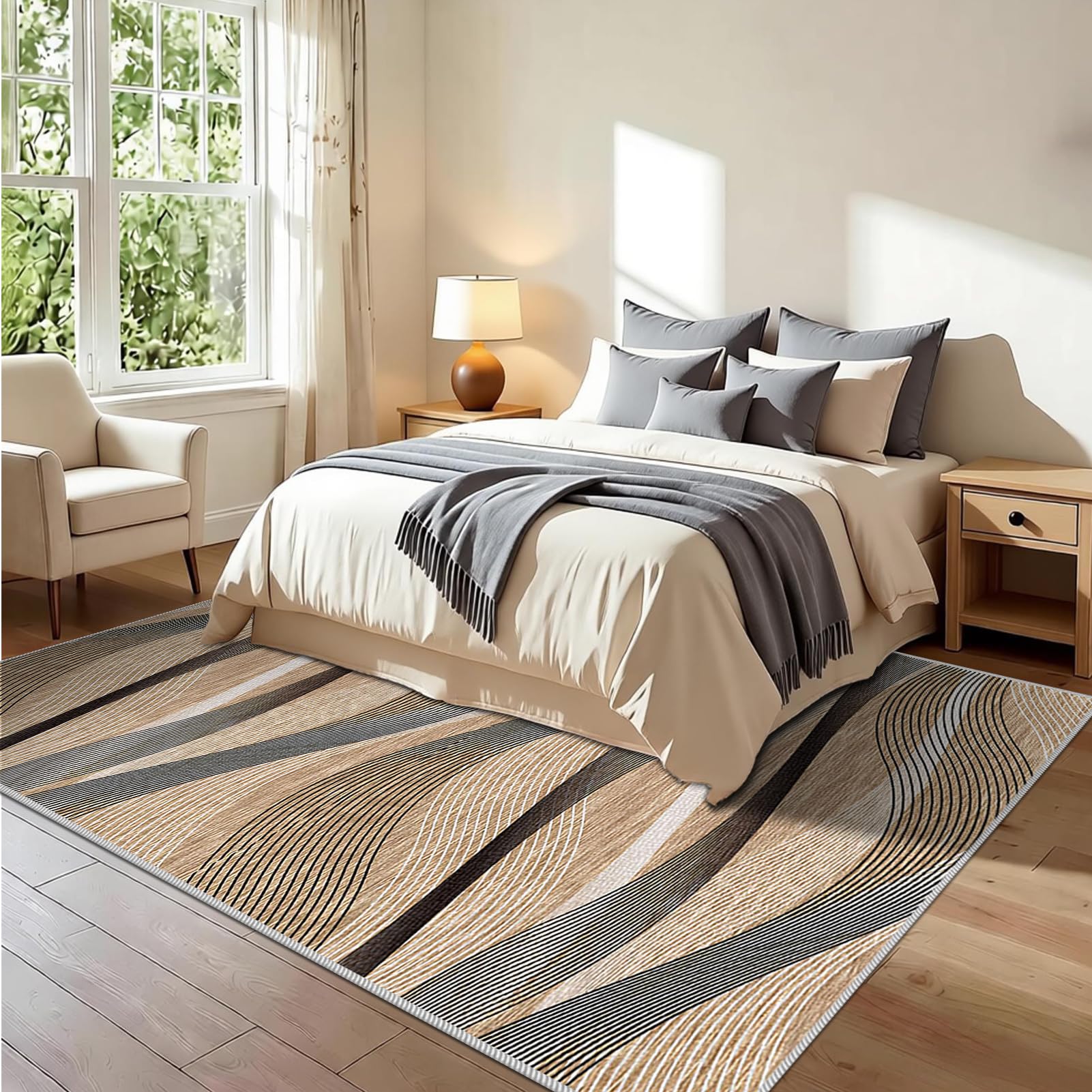 Dywan do salonu zmywalny 110 x 130 cm dywan do sypialni antypoślizgowy dywan salon krótkie włosie dywan na zewnątrz do pomieszczeń, do salonu, sypialni, kuchni, jadalni, duży dywan z krótkim włosiem