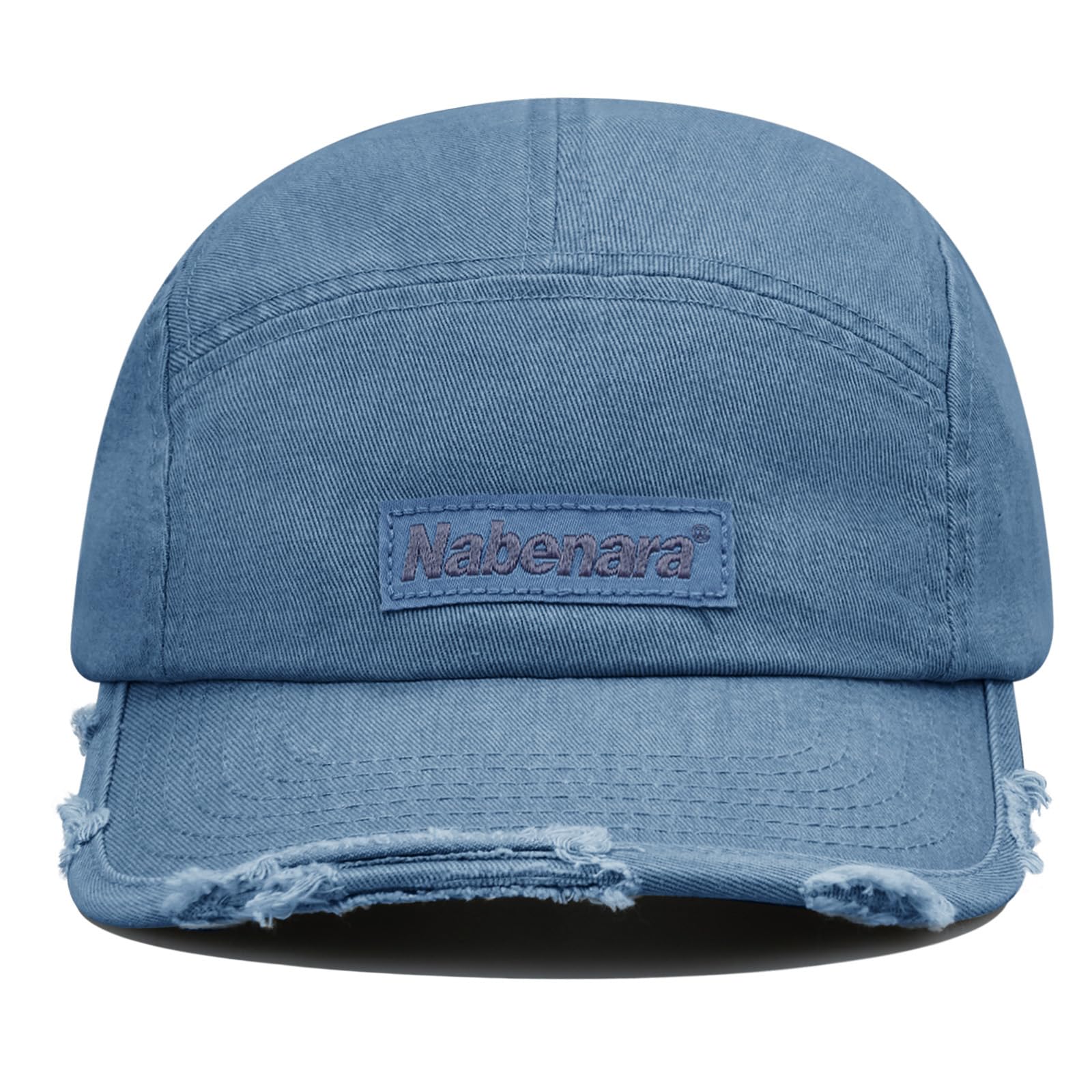 CLAPE 5 Panel Hat Camper Hat Distressed Basic Daily Wear Flat-Bill Cap Washed Baseball Cap Strapback Hip Hop