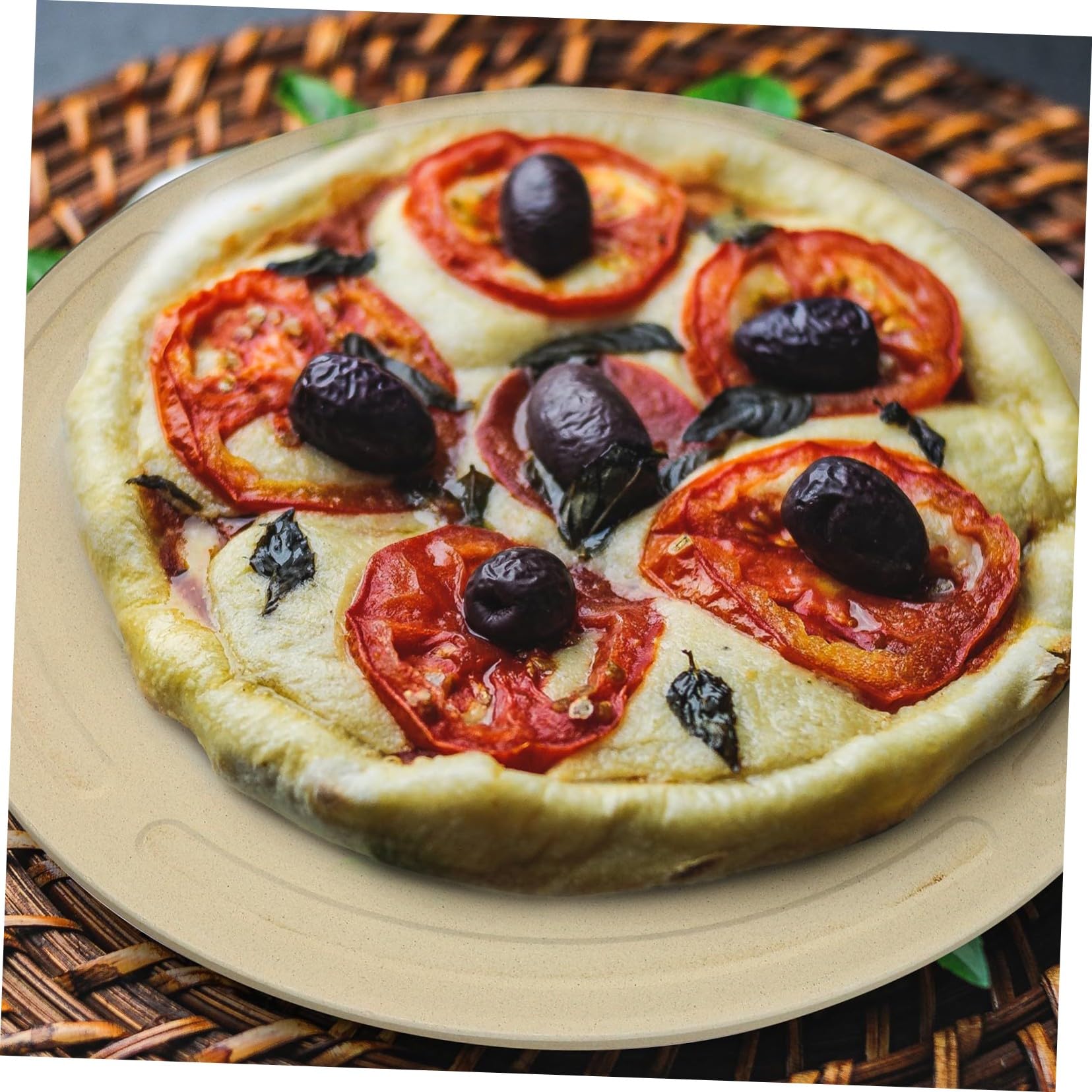 Toddmomy Hitzebeständiges Cordierit Pizzablech Weiß Vielseitiger Backstein für Pizza Brot und Kekse Geeignet für Ofen Grill Profi Heimgebrauch Langlebiges Backzubehör