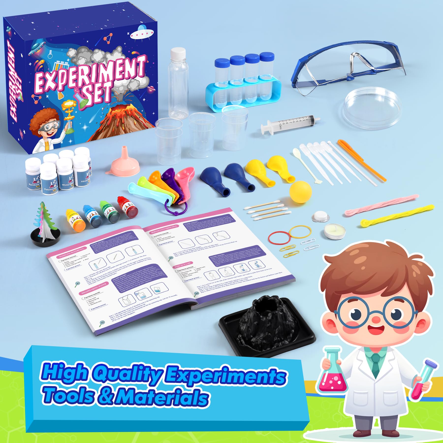 80+ Experiences Scientifiques Enfants - Kit Scientifique Enfant - Cadeau Fille Garcon 6-10 Ans - Jouet Chimie