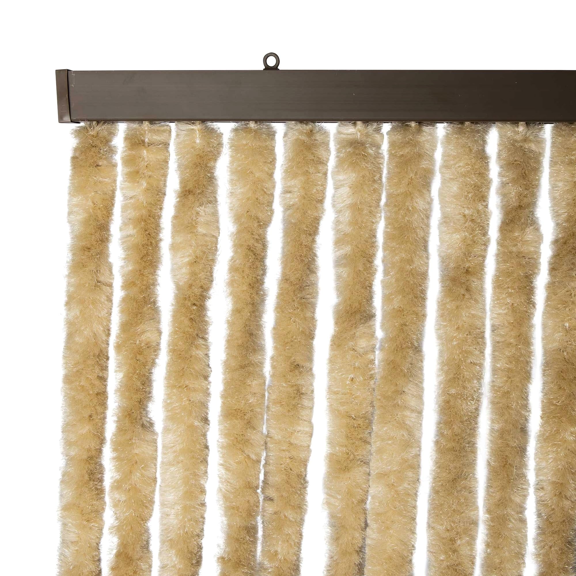 WERKA PRO Rideau Chenille Beige Uni - 120 x 220 cm - Protection Contre Insectes et Poussière - Tringle Ajustable et Anneaux de Suspension - Fibres Synthétiques Anti Effilochage